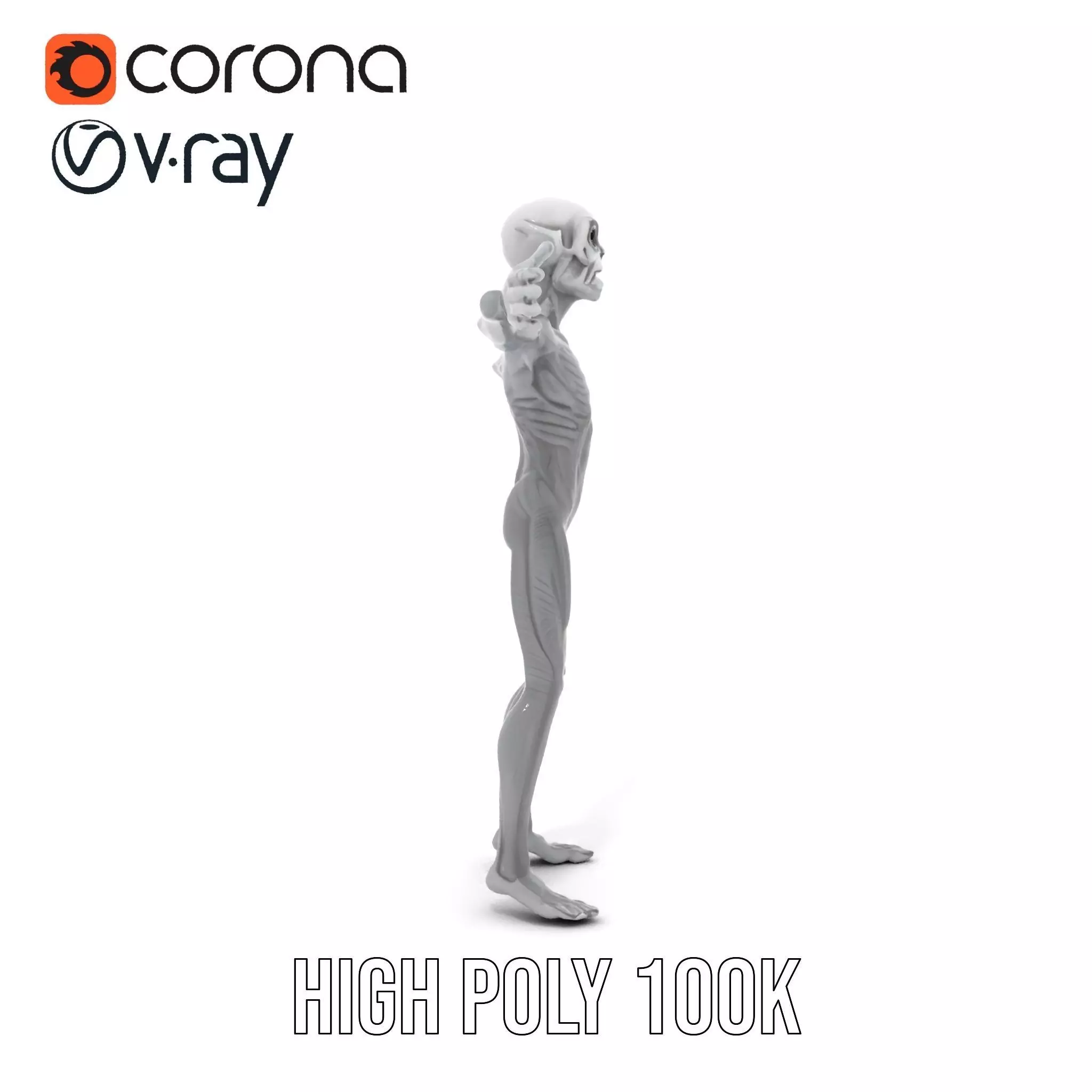 Grey Alien Character model pack Low-poly 3D model_18