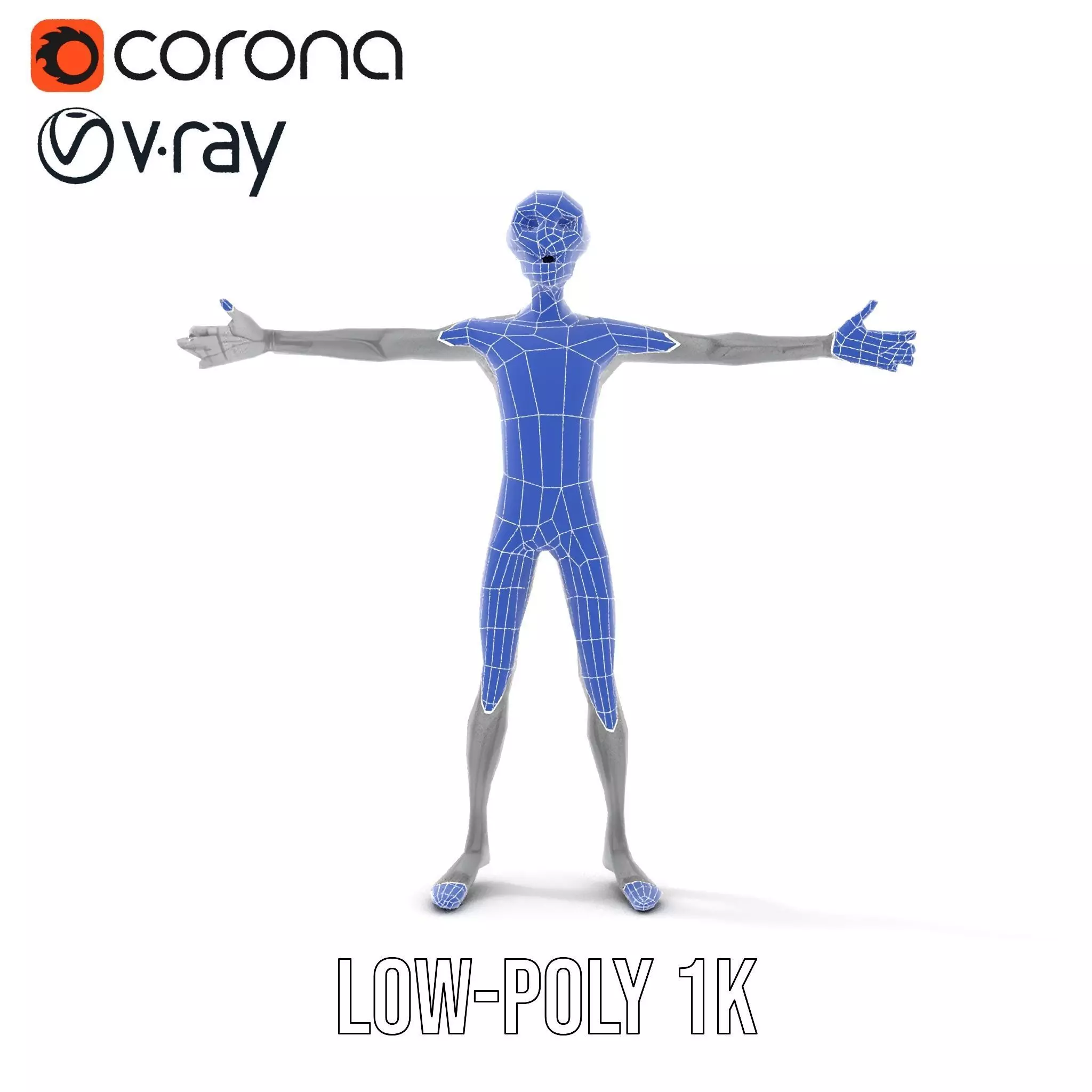 Grey Alien Character model pack Low-poly 3D model_9