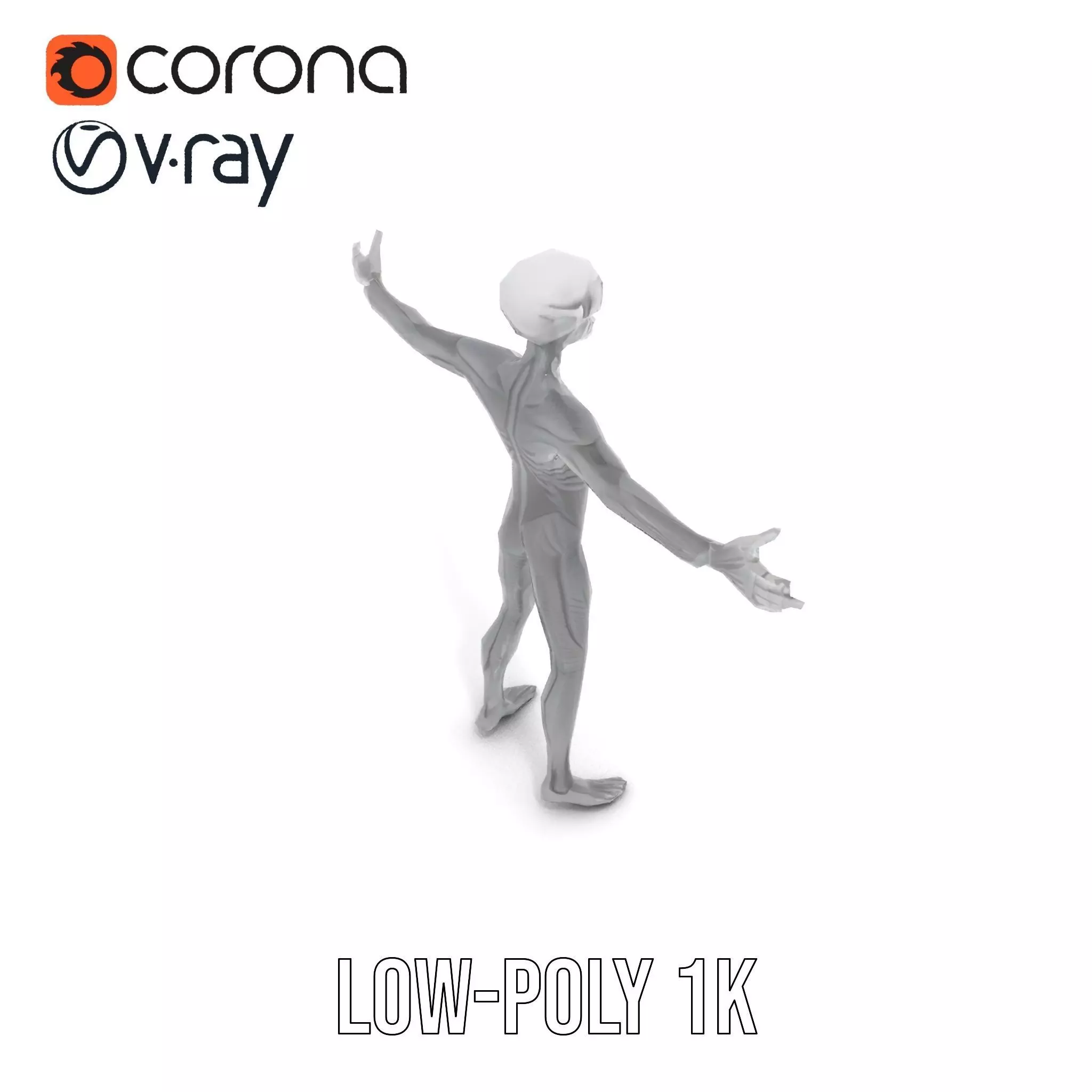 Grey Alien Character model pack Low-poly 3D model_28