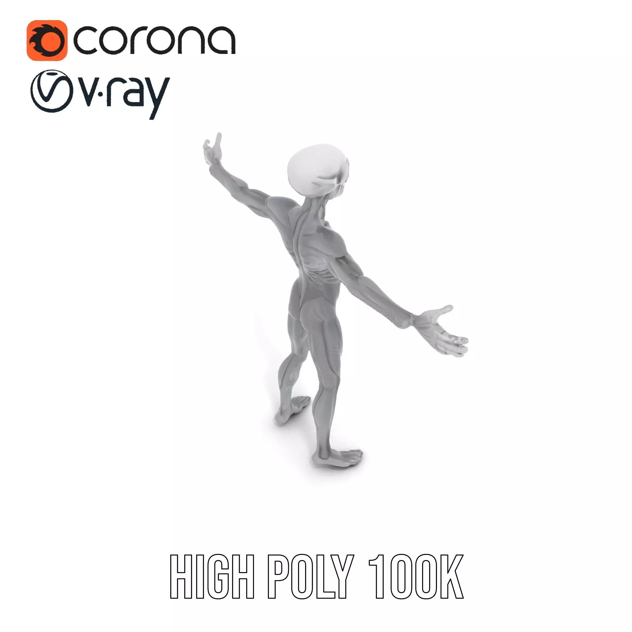 Grey Alien Character model pack Low-poly 3D model_13
