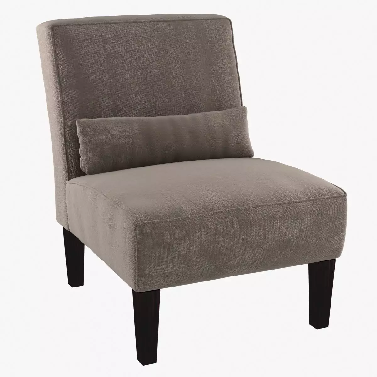 Custom made armless lounge chair in beige textile 3D model_0