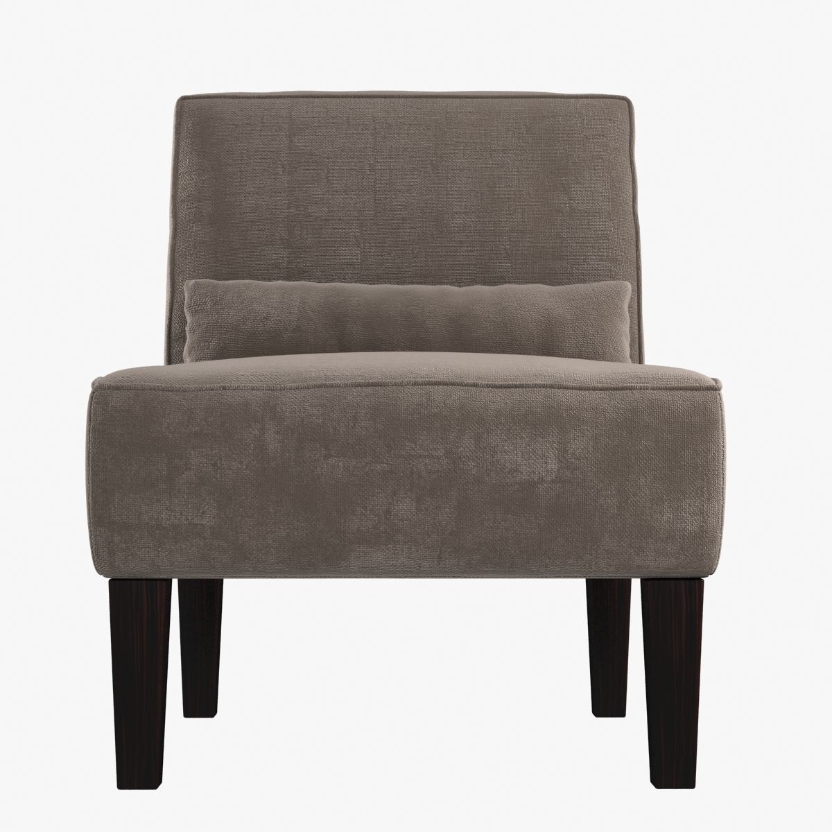 Custom made armless lounge chair in beige textile 3D model_7