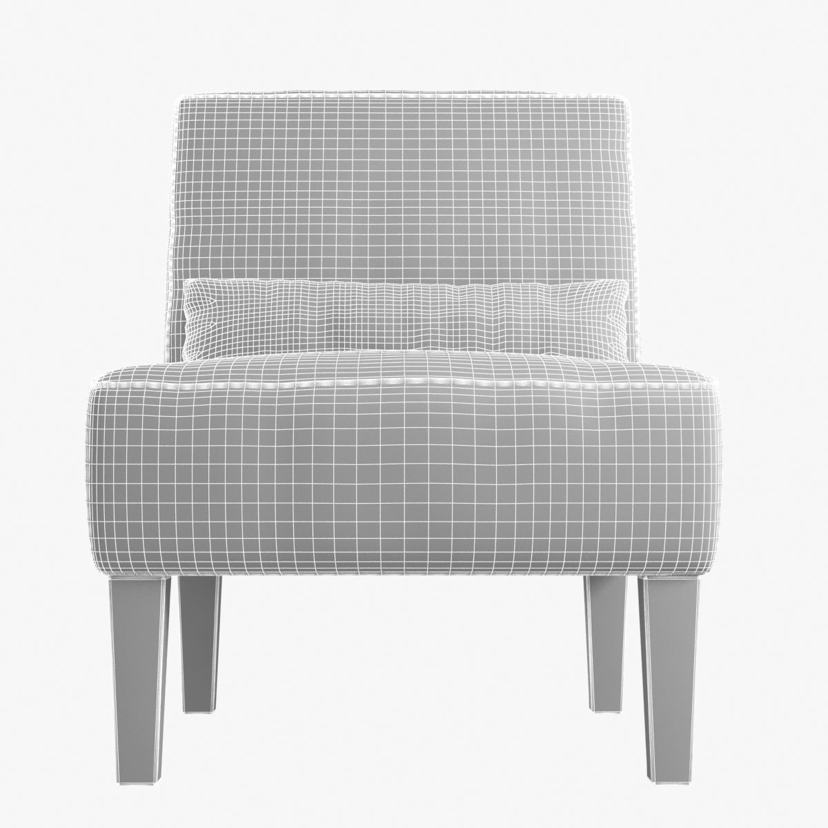 Custom made armless lounge chair in beige textile 3D model_8