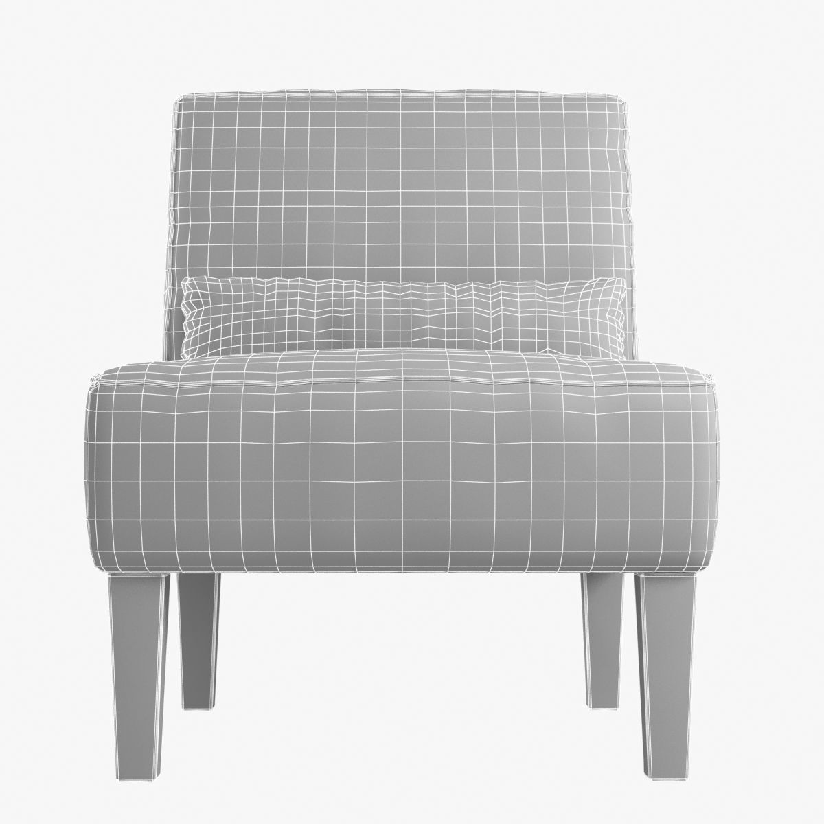 Custom made armless lounge chair in beige textile 3D model_9