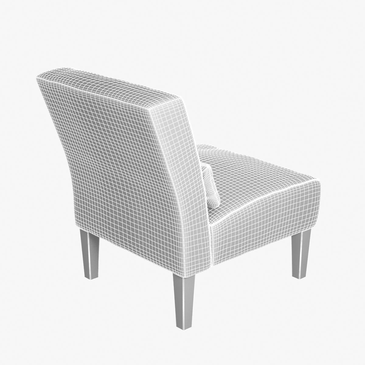 Custom made armless lounge chair in beige textile 3D model_10
