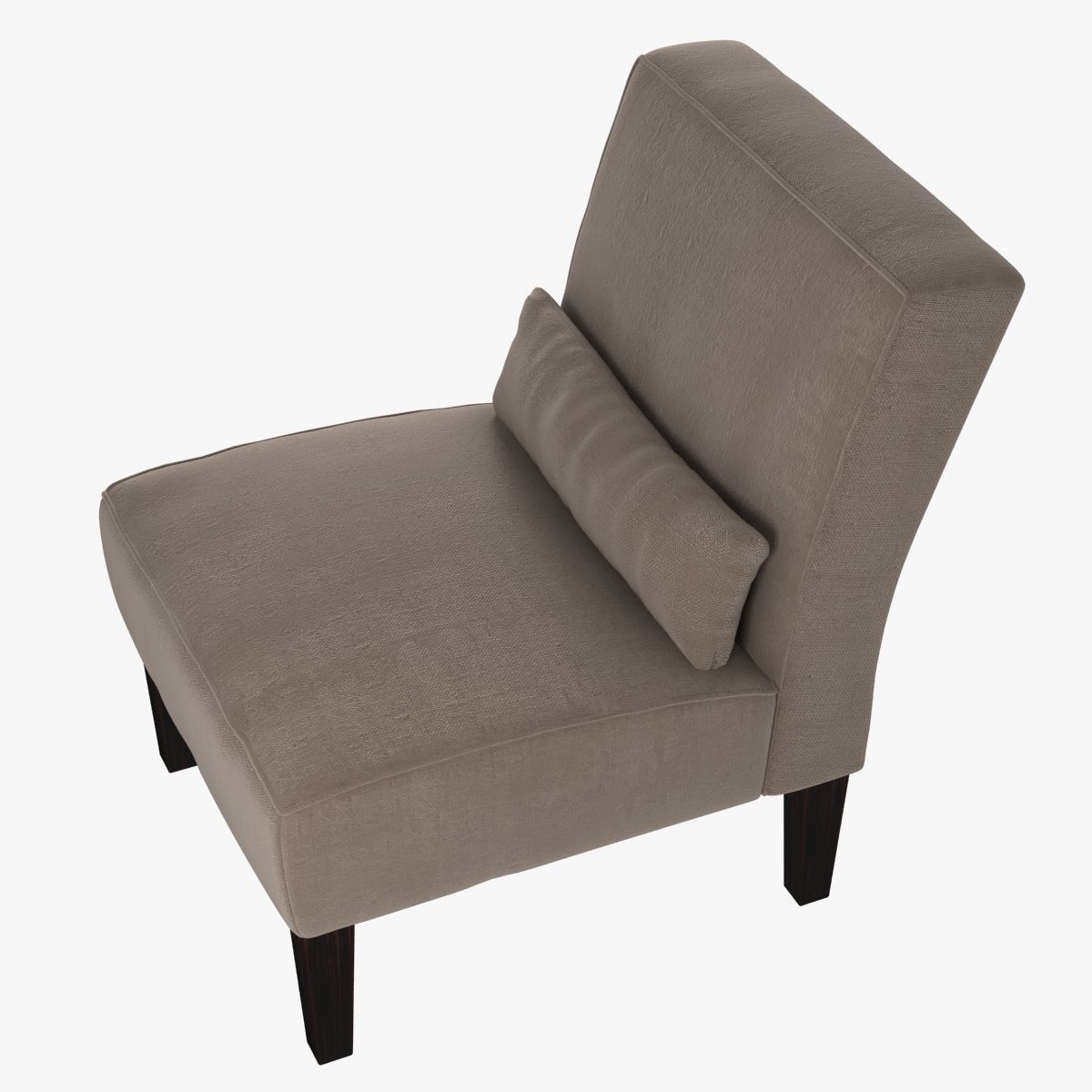 Custom made armless lounge chair in beige textile 3D model_4