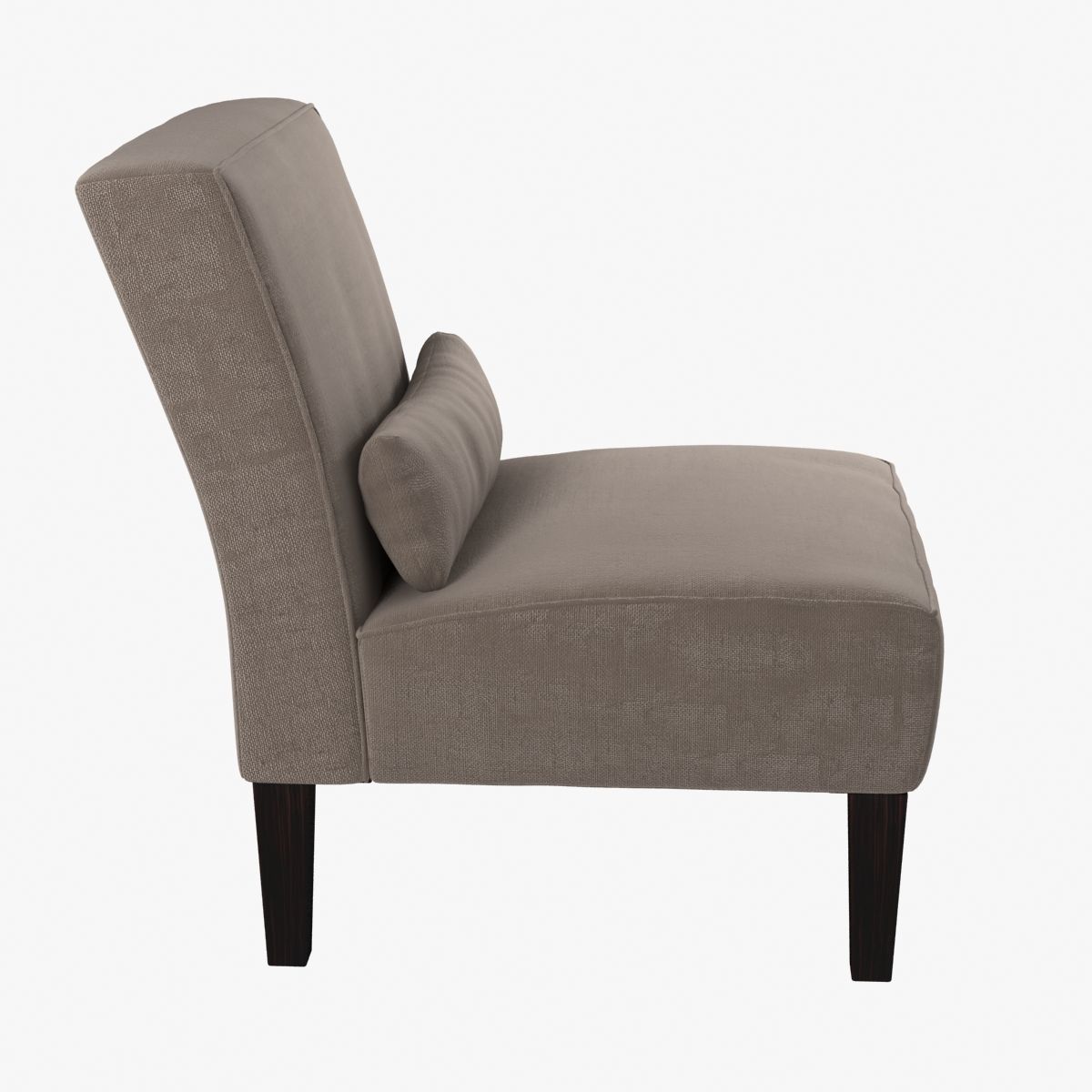 Custom made armless lounge chair in beige textile 3D model_3