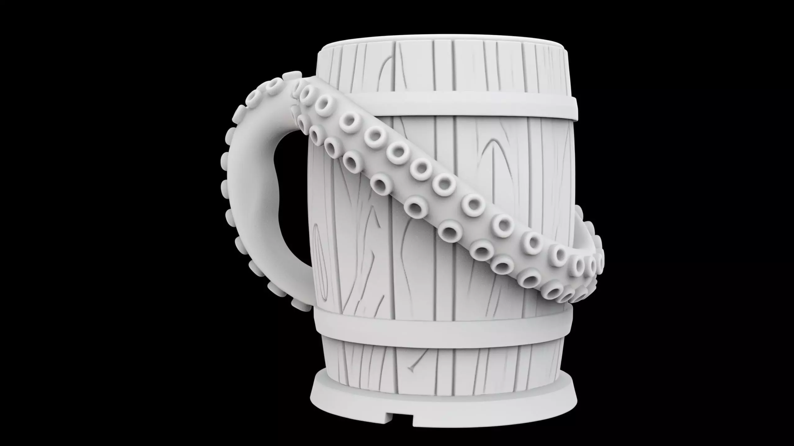 Kraken Barrel Pint Holder 3D Printable Utility Mug 3D print model_4
