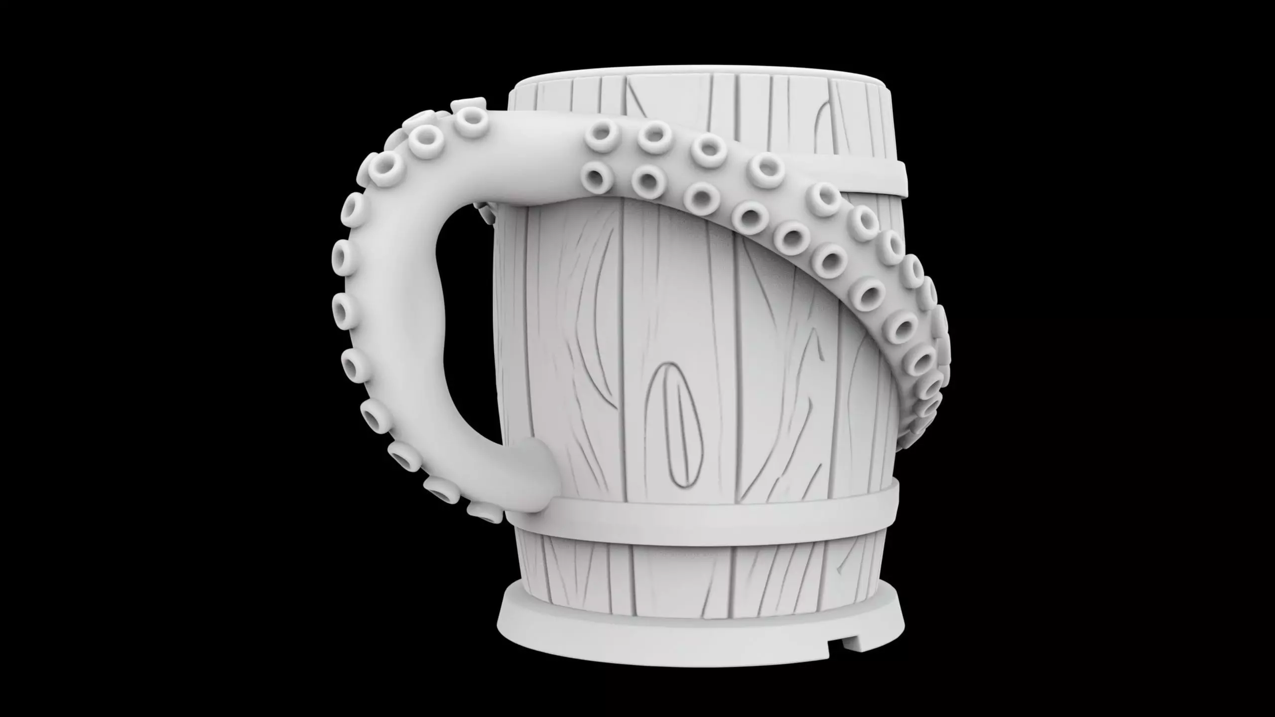 Kraken Barrel Pint Holder 3D Printable Utility Mug 3D print model_3