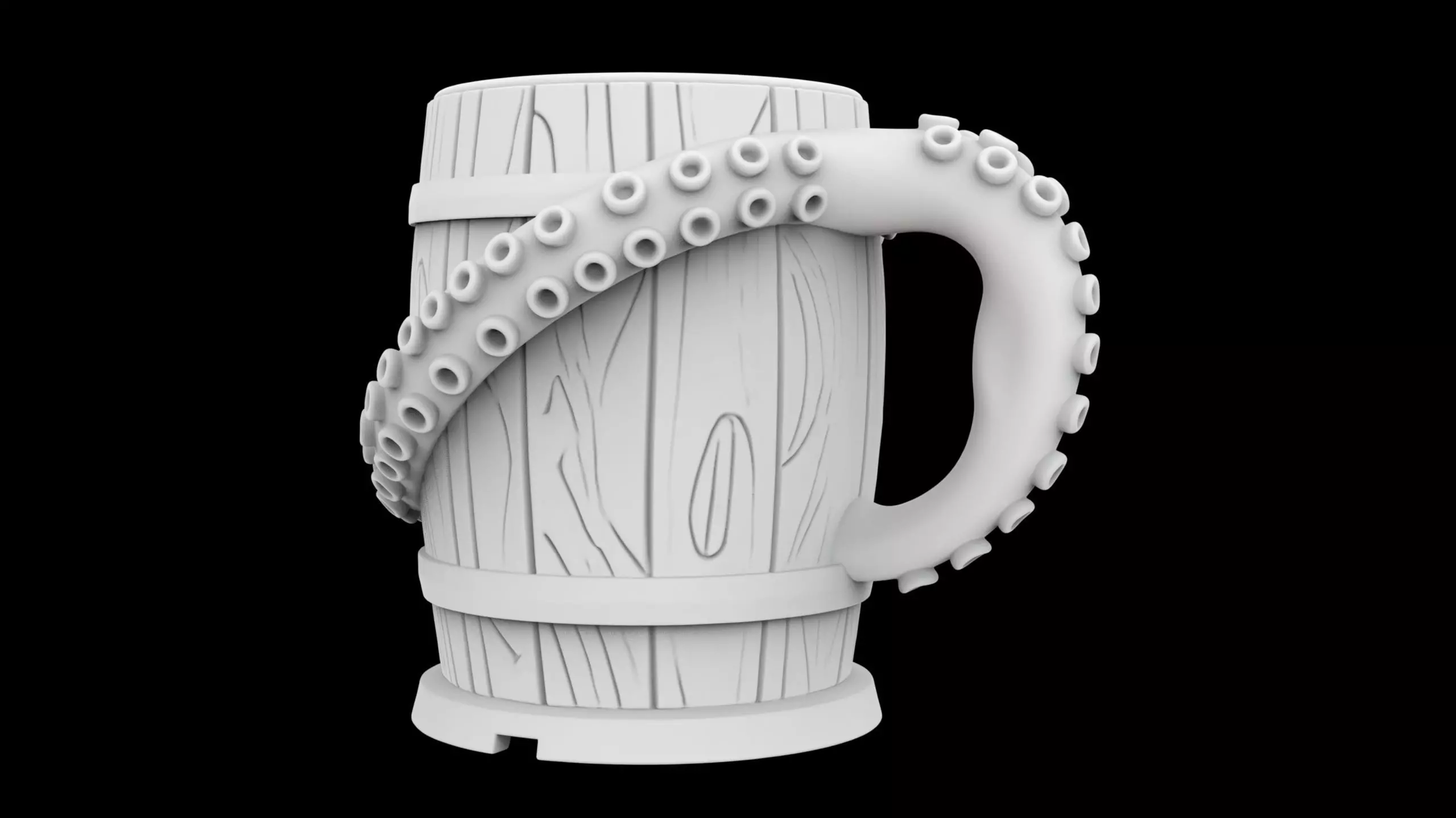 Kraken Barrel Pint Holder 3D Printable Utility Mug 3D print model_1