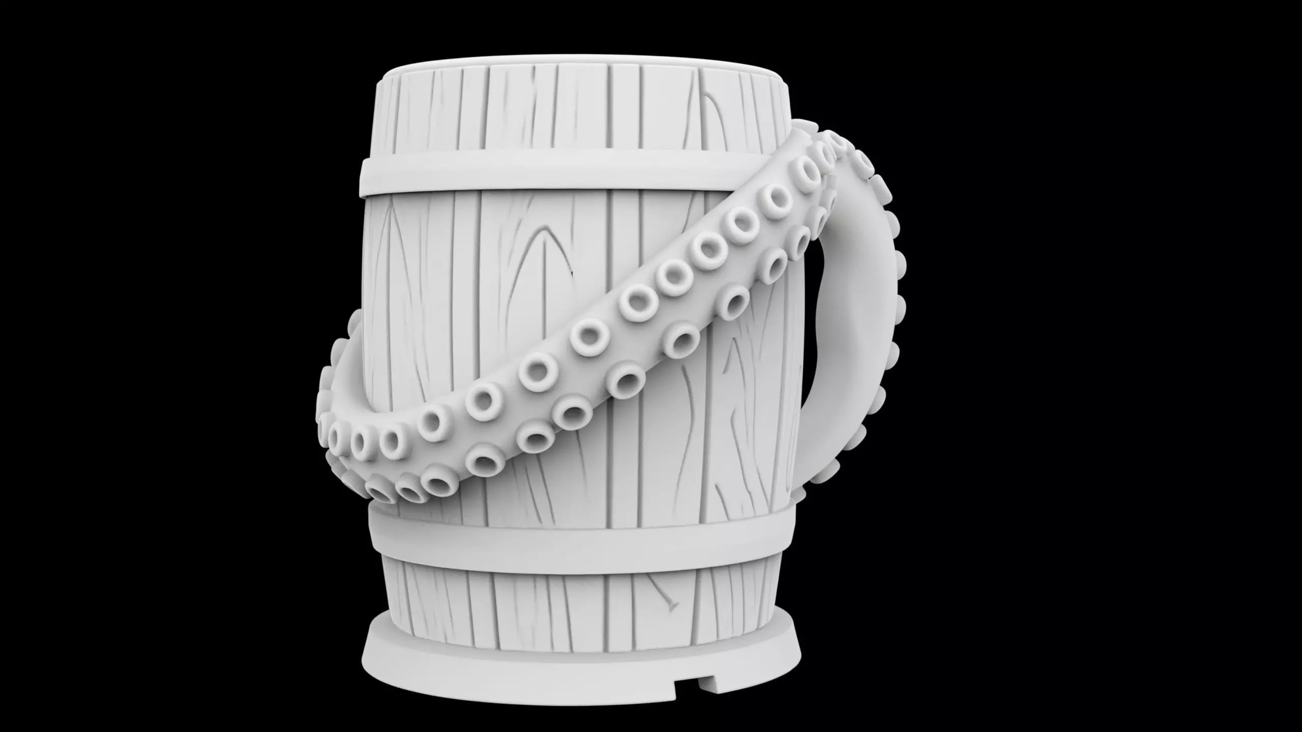 Kraken Barrel Pint Holder 3D Printable Utility Mug 3D print model_6