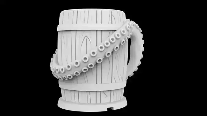 Kraken Barrel Pint Holder 3D Printable Utility Mug