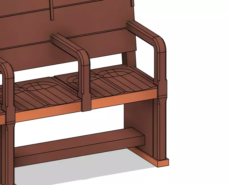 Model Railway Waiting Room Wooden Bench 2 and 4 Seat 3D print model_8