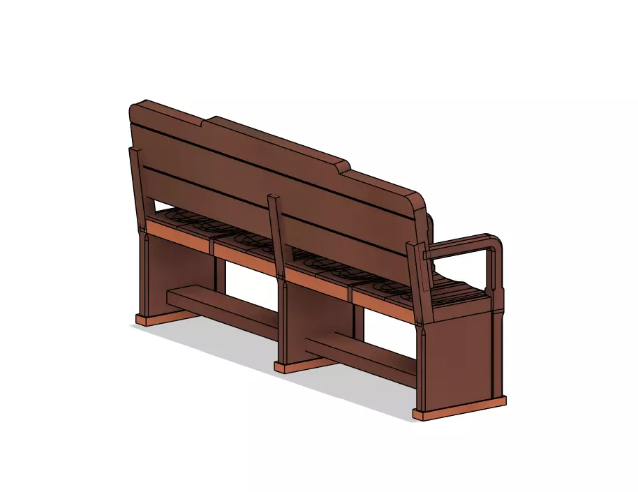 Model Railway Waiting Room Wooden Bench 2 and 4 Seat 3D print model_5