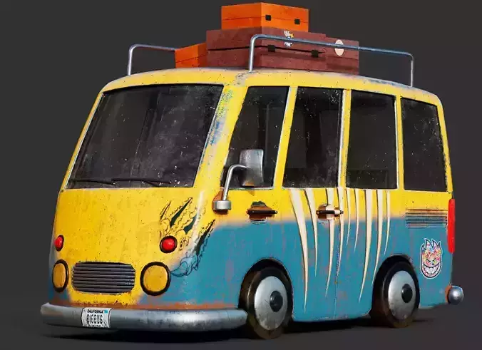 stylized cartoon van 3D model