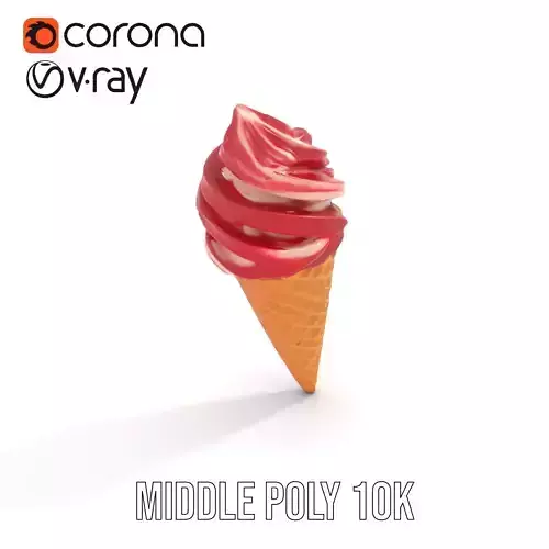 Red Swirl Ice Cream model pack Low-poly 3D model 5