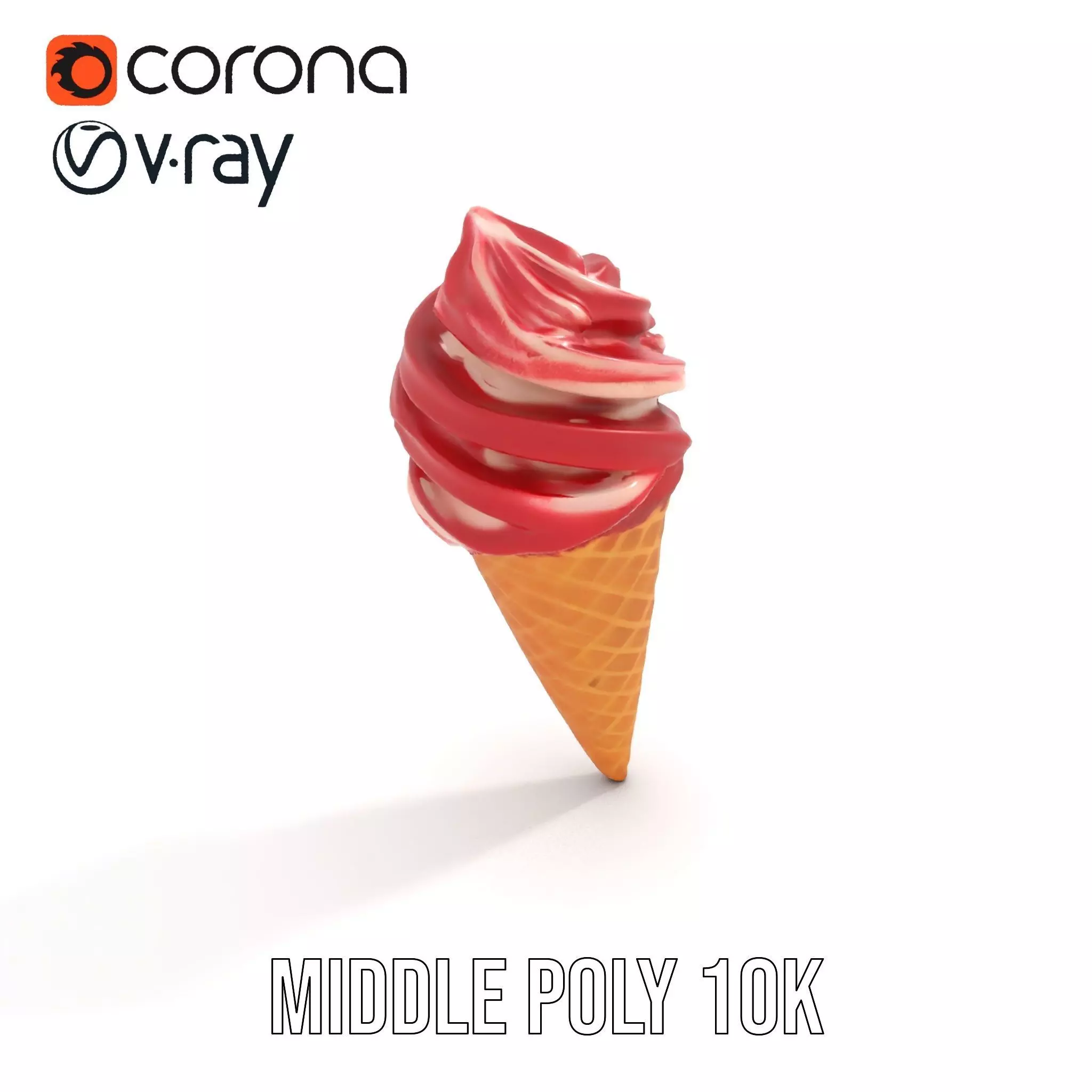 Red Swirl Ice Cream model pack Low-poly 3D model_6