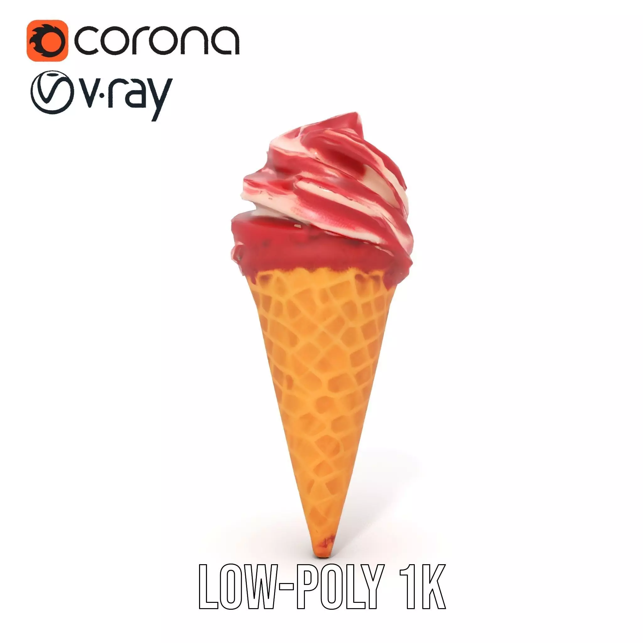 Red Swirl Ice Cream model pack Low-poly 3D model_31