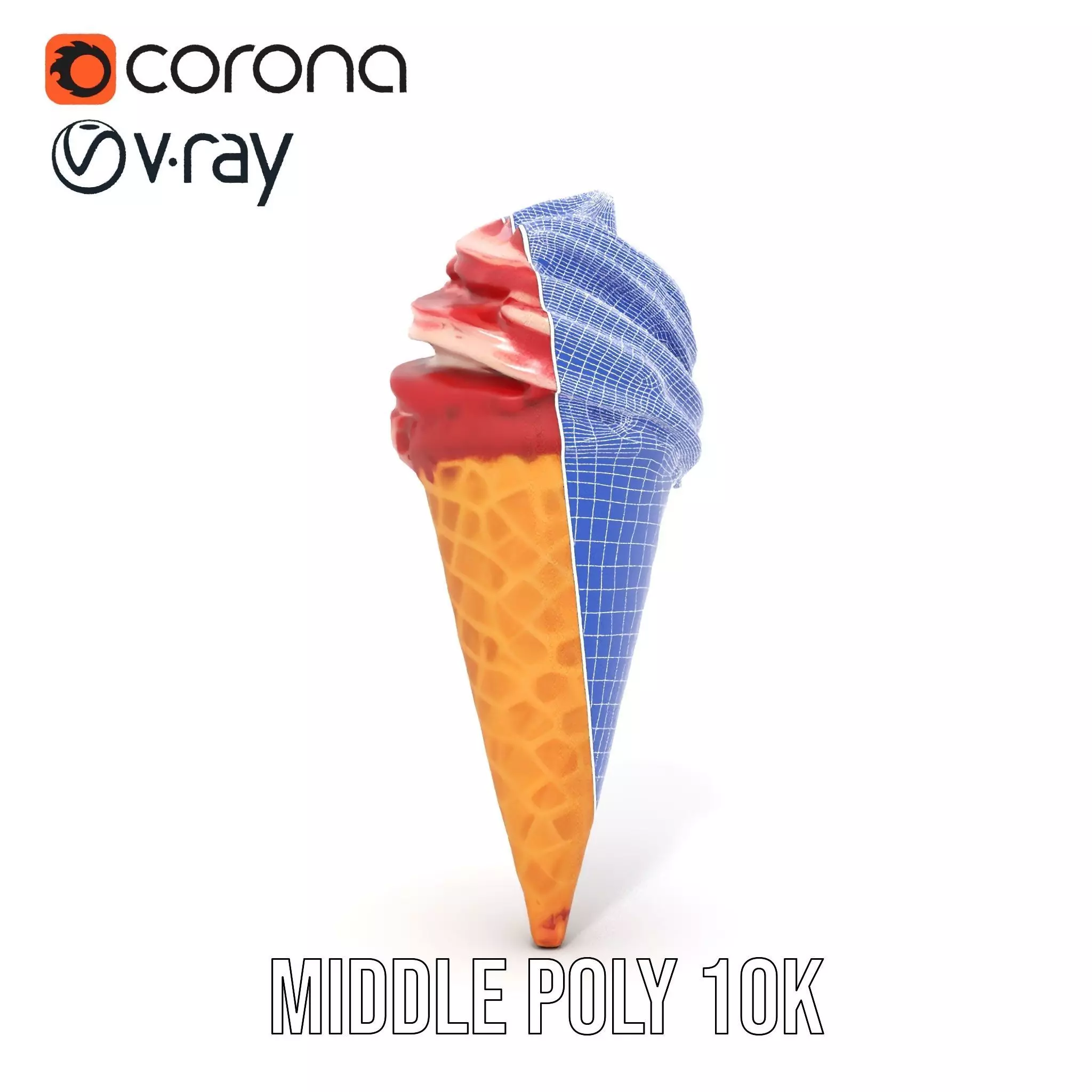 Red Swirl Ice Cream model pack Low-poly 3D model_17