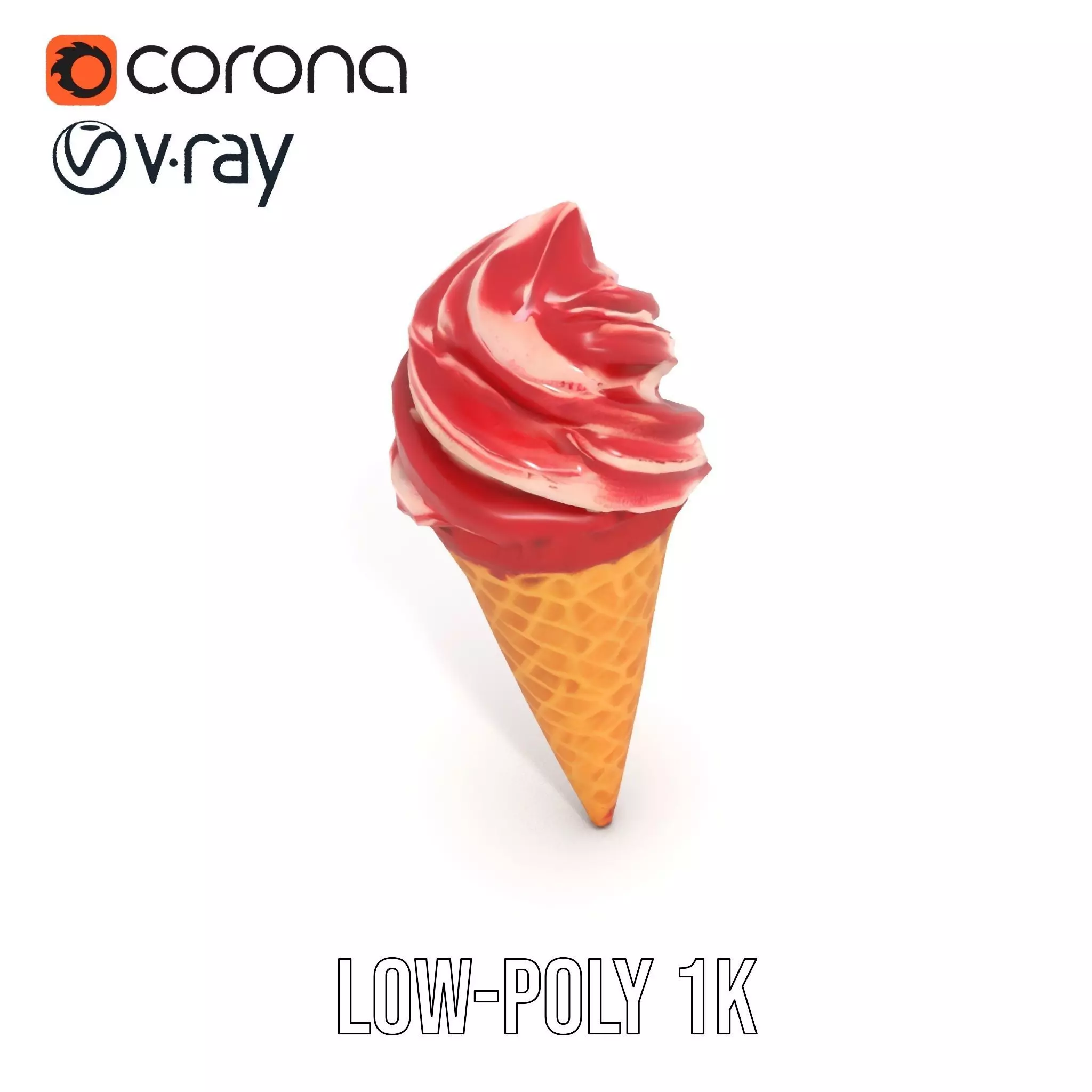 Red Swirl Ice Cream model pack Low-poly 3D model_26