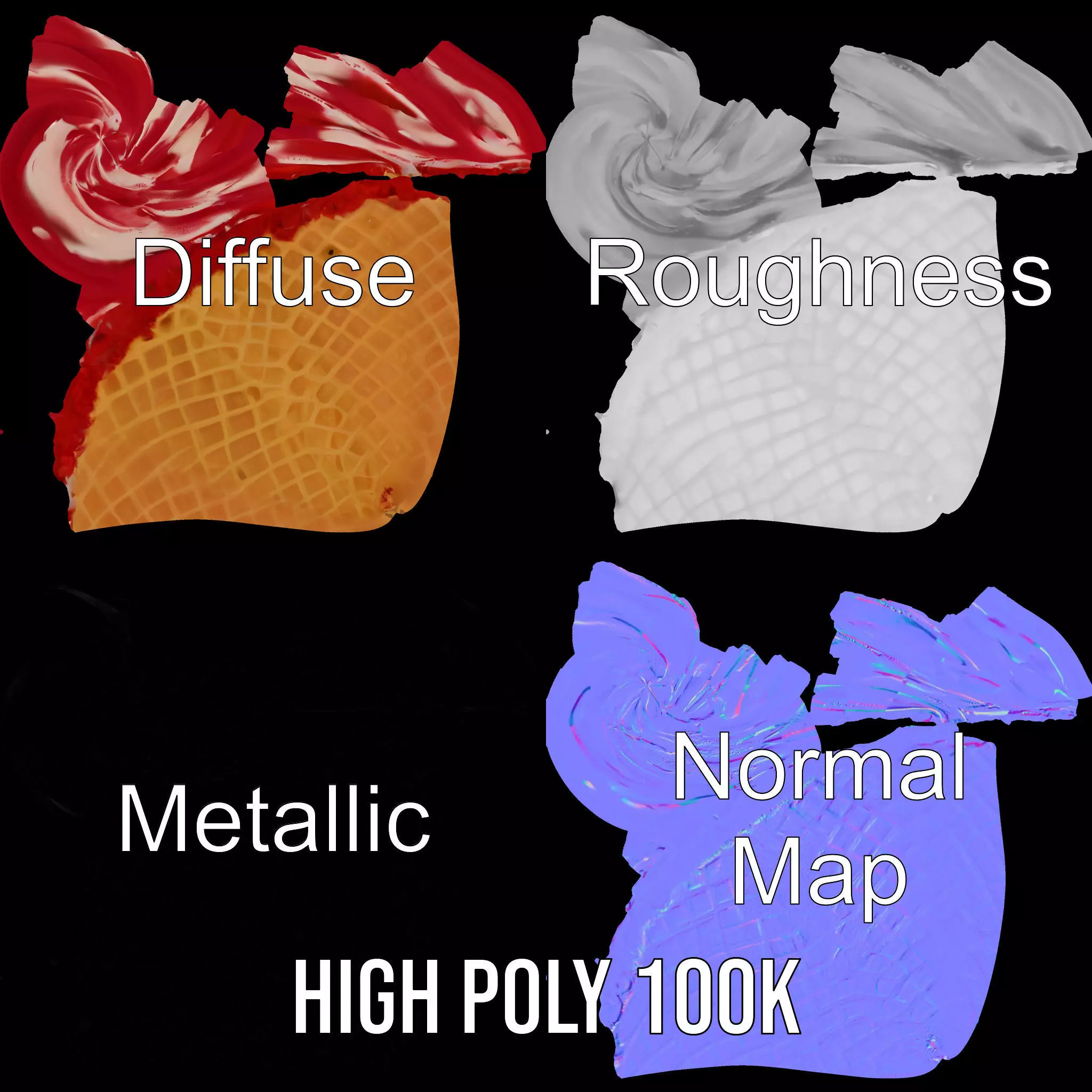 Red Swirl Ice Cream model pack Low-poly 3D model_4