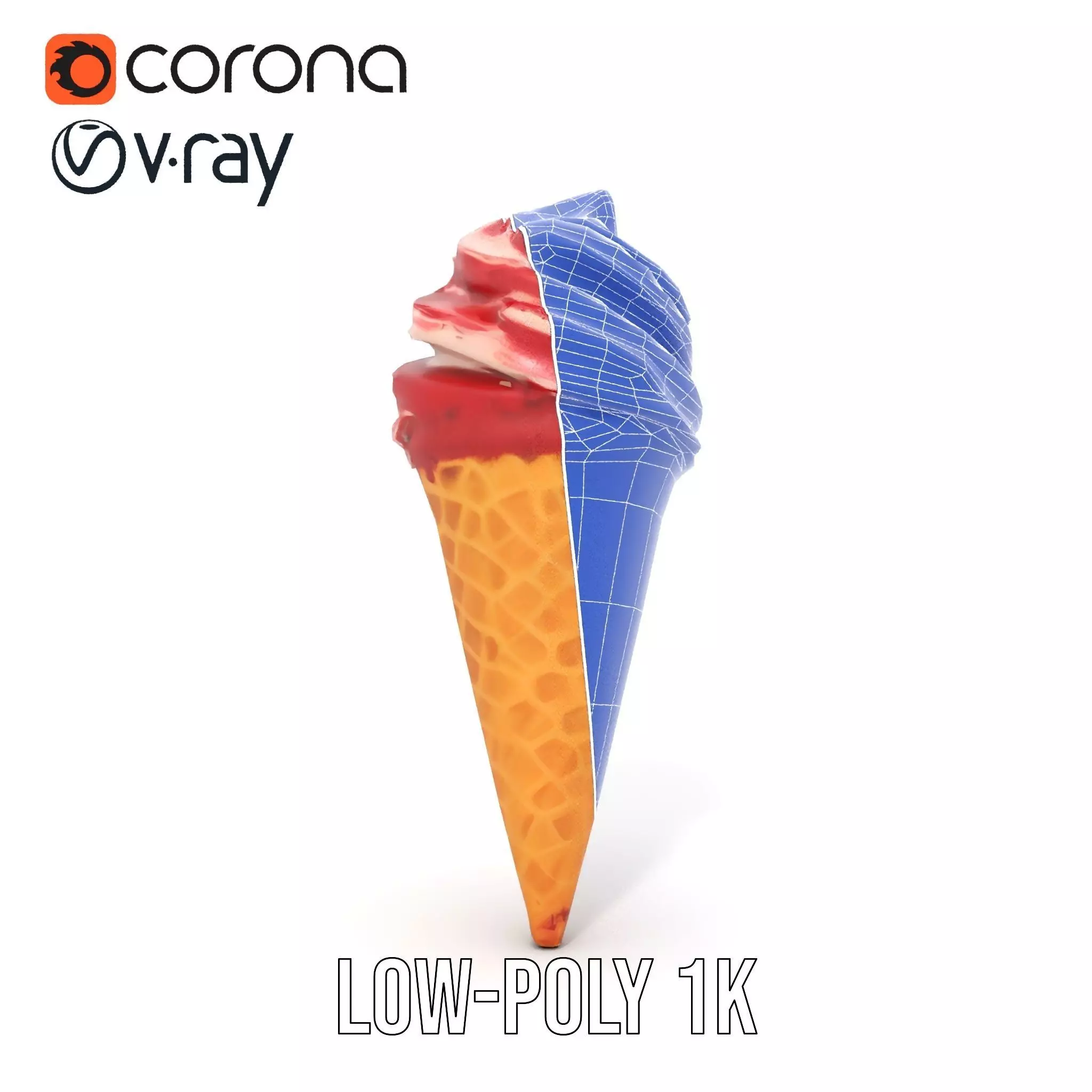 Red Swirl Ice Cream model pack Low-poly 3D model_10