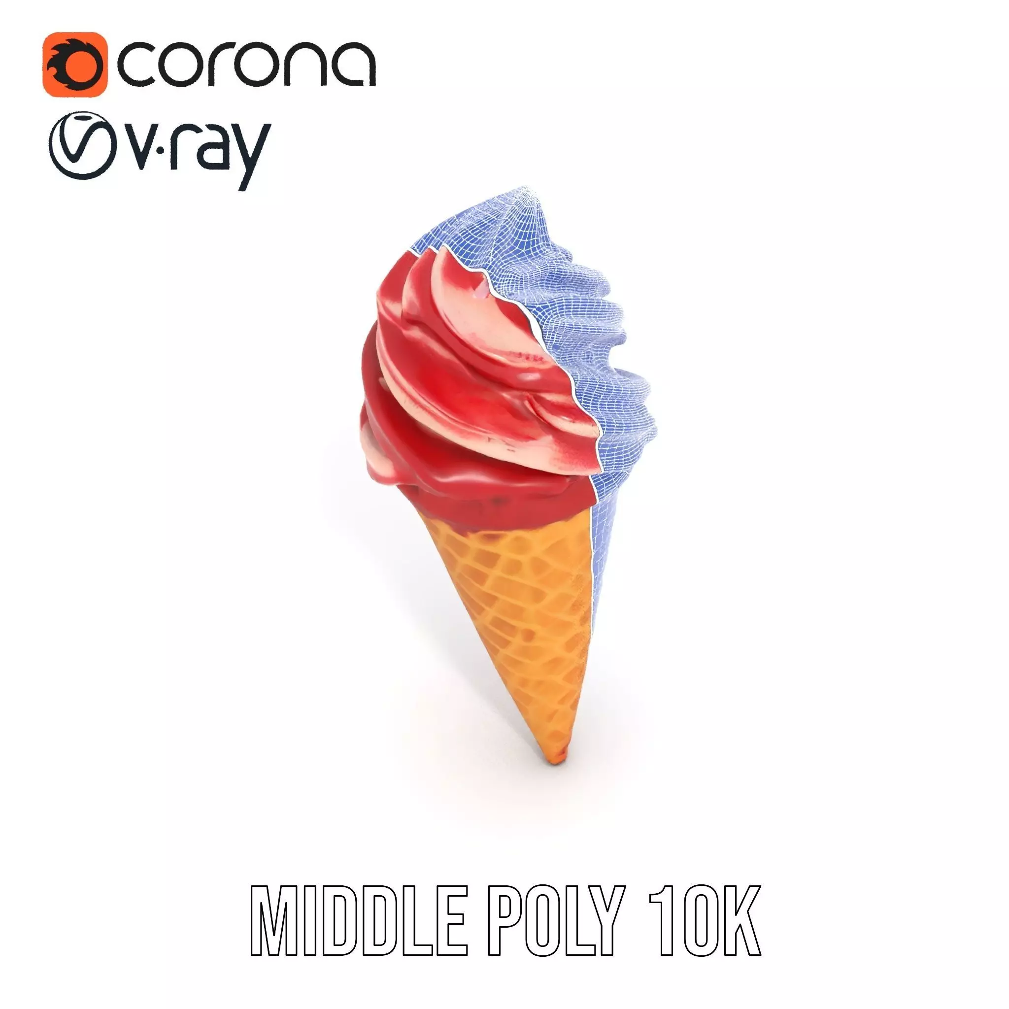 Red Swirl Ice Cream model pack Low-poly 3D model_25