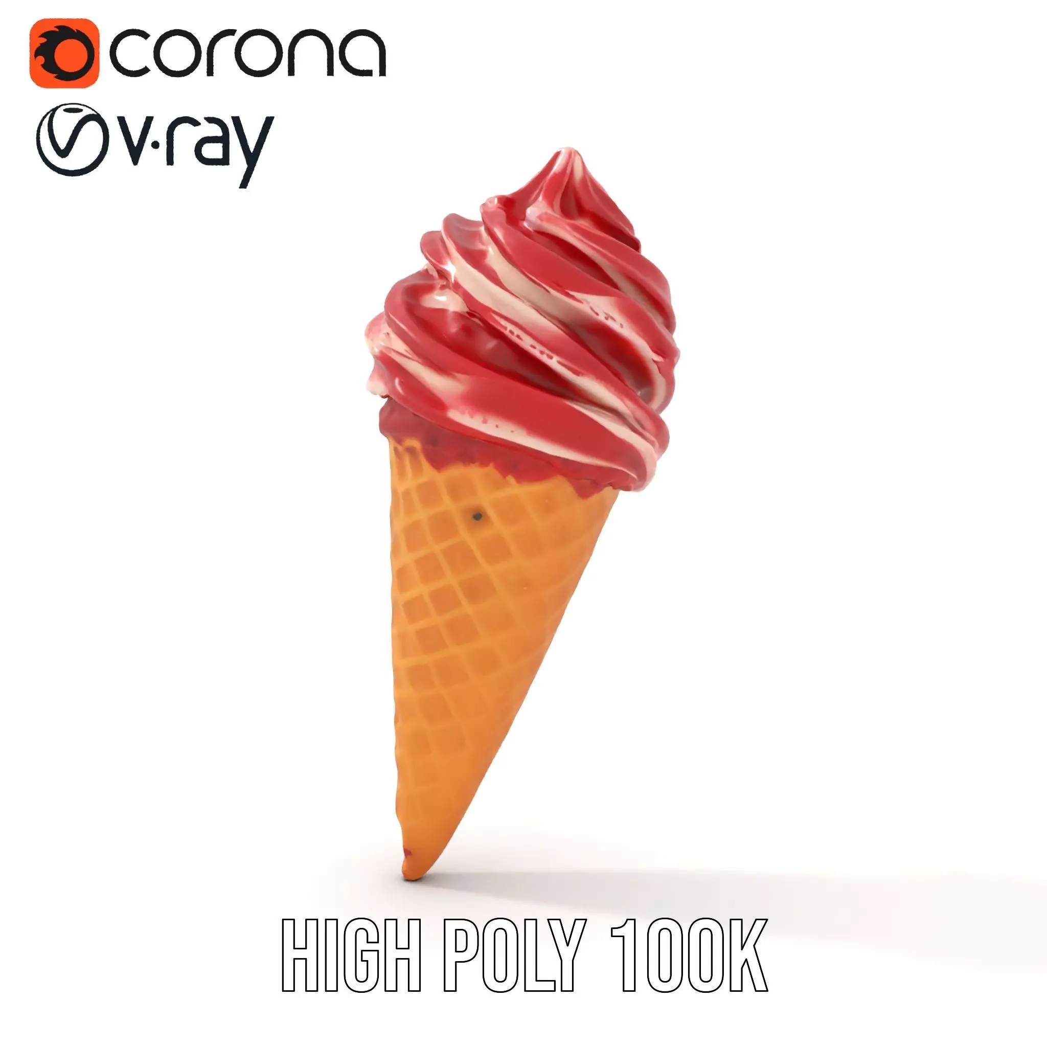 Red Swirl Ice Cream model pack Low-poly 3D model_19