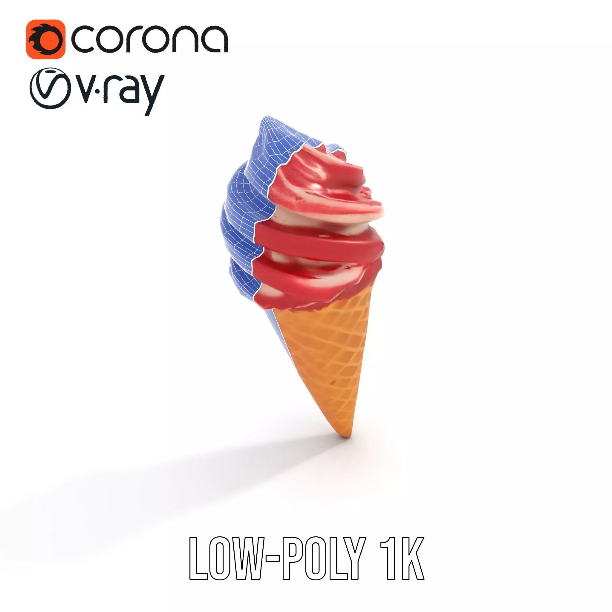 Red Swirl Ice Cream model pack Low-poly 3D model_18