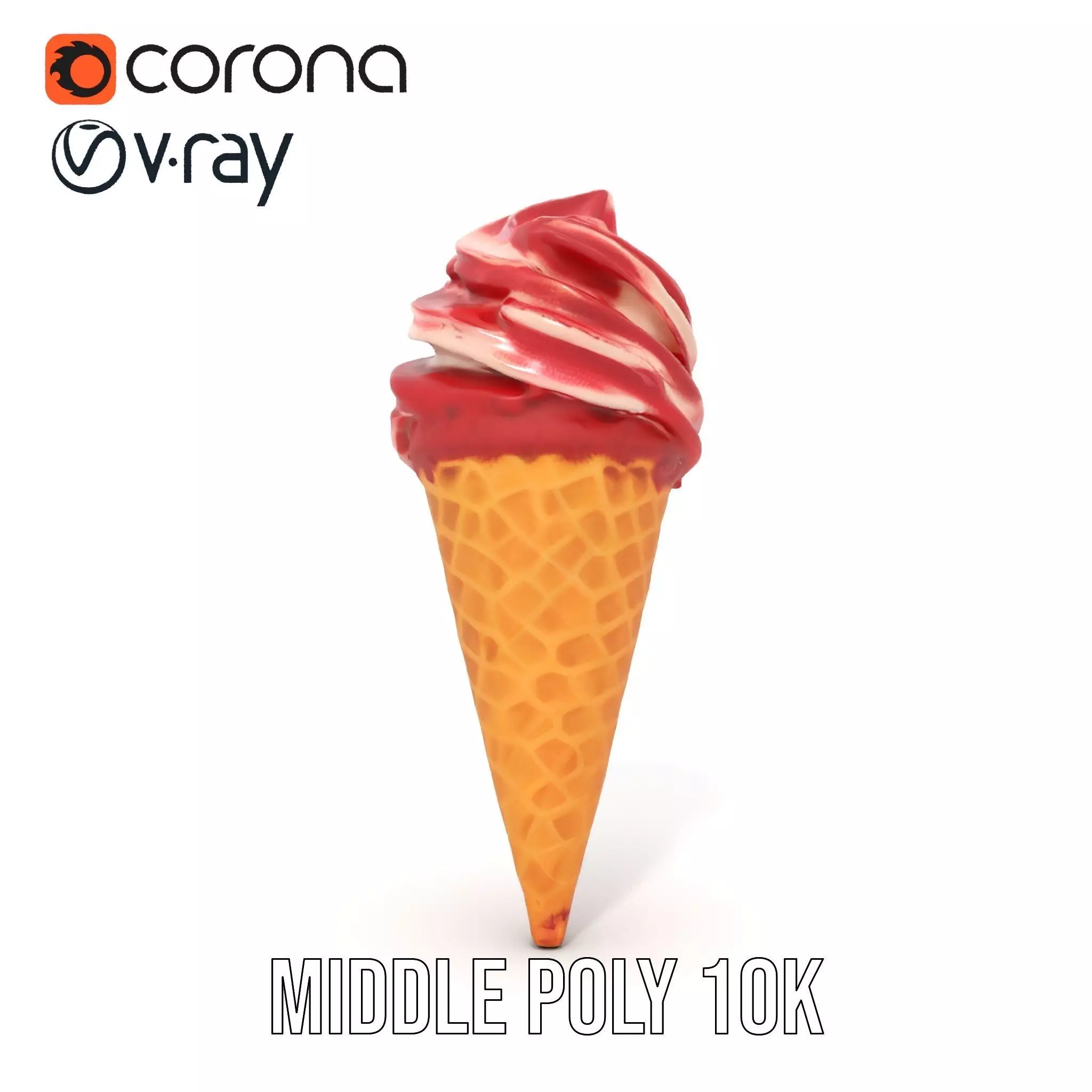 Red Swirl Ice Cream model pack Low-poly 3D model_20