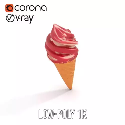Red Swirl Ice Cream model pack Low-poly 3D model 7
