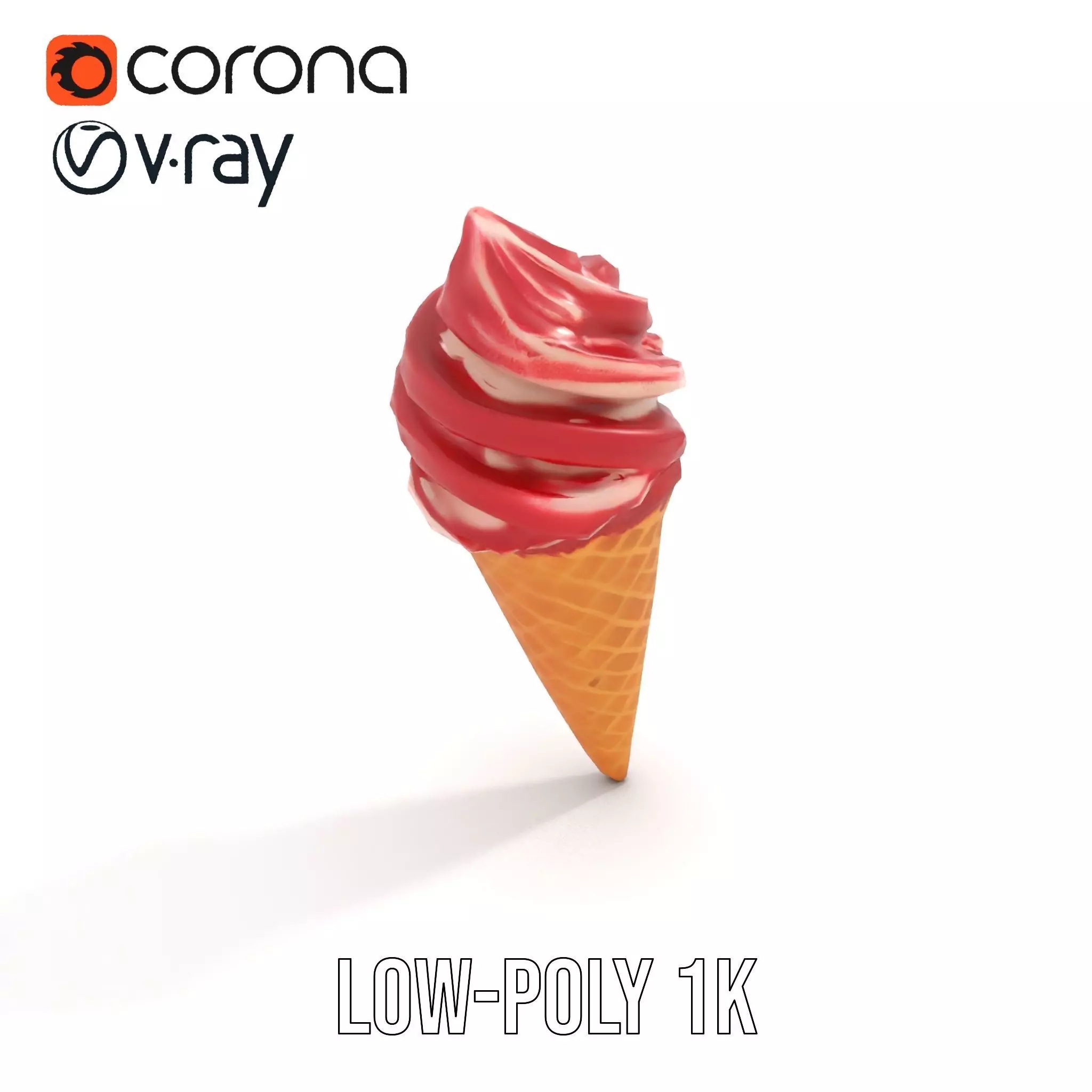 Red Swirl Ice Cream model pack Low-poly 3D model_8