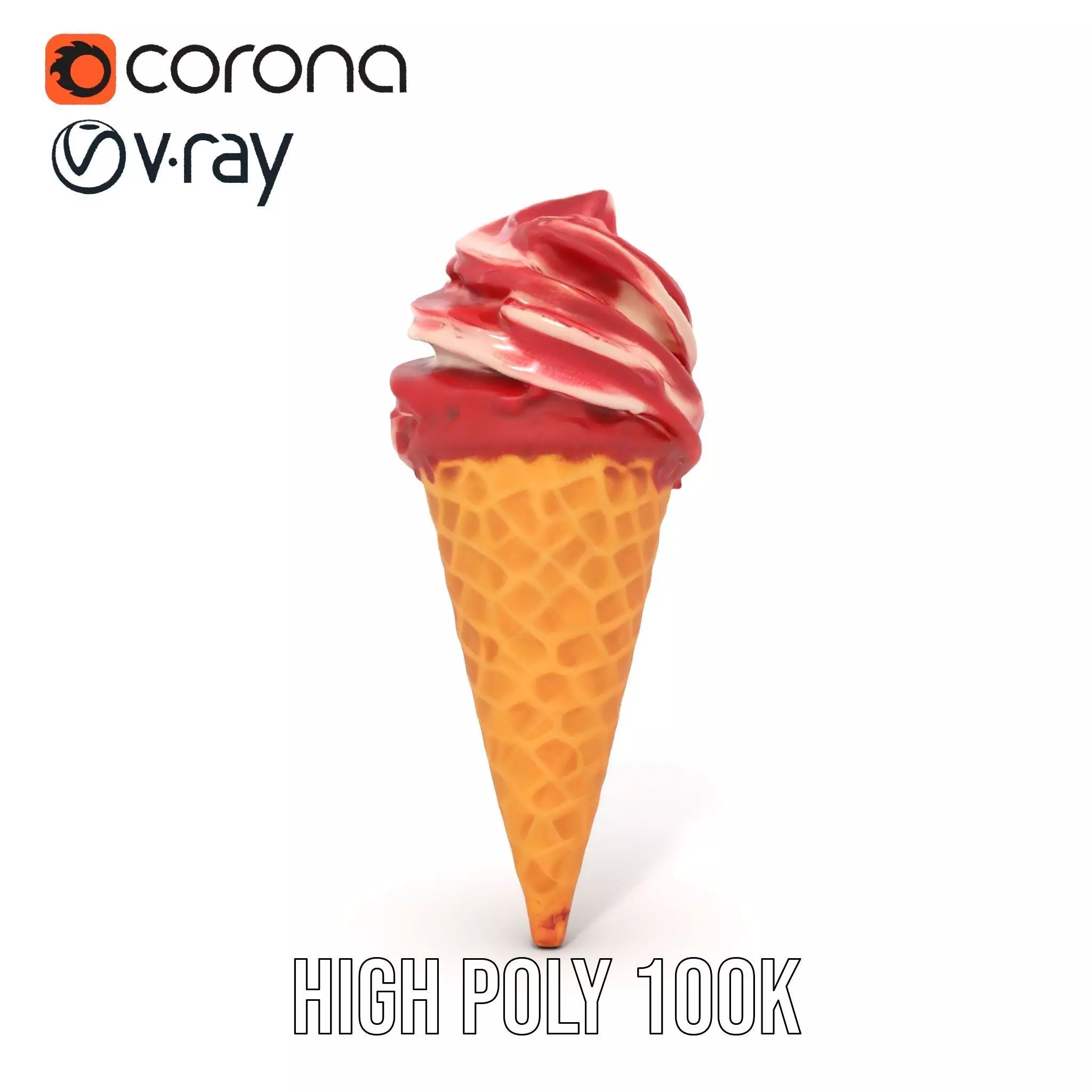 Red Swirl Ice Cream model pack Low-poly 3D model_27