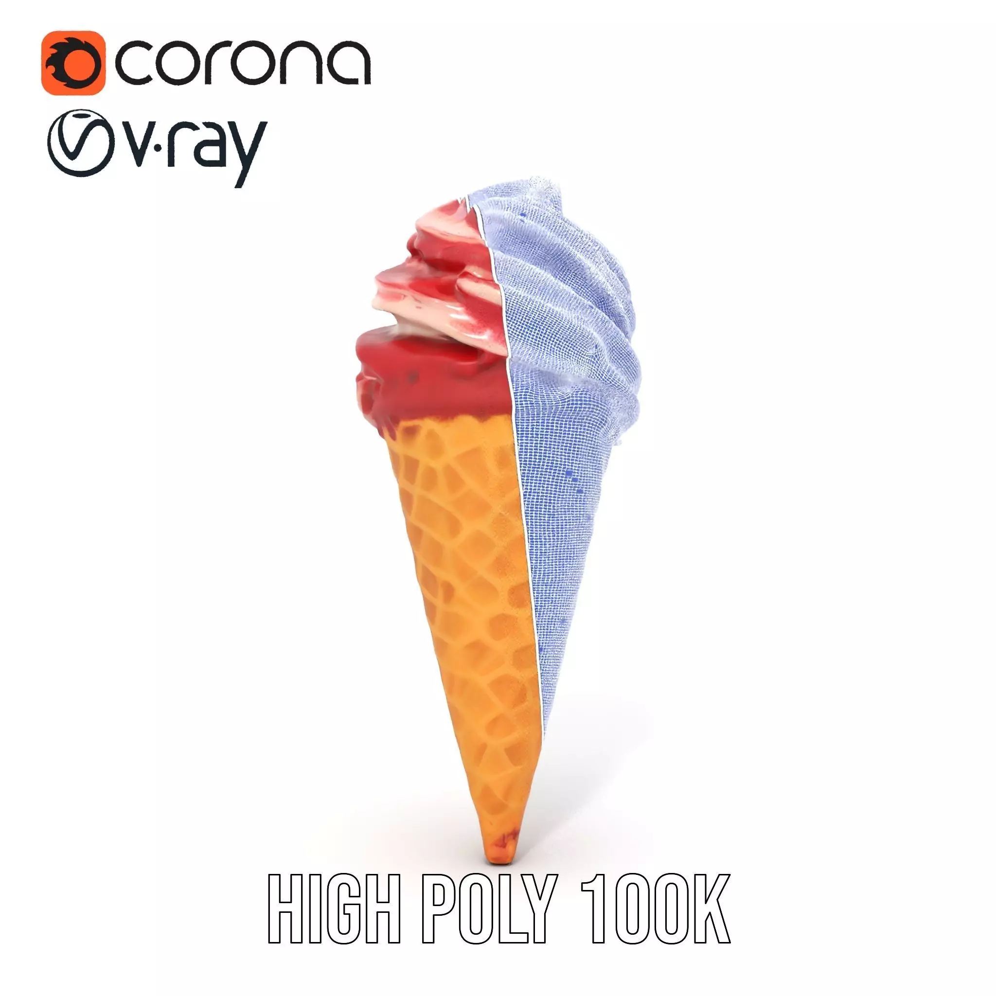 Red Swirl Ice Cream model pack Low-poly 3D model_35