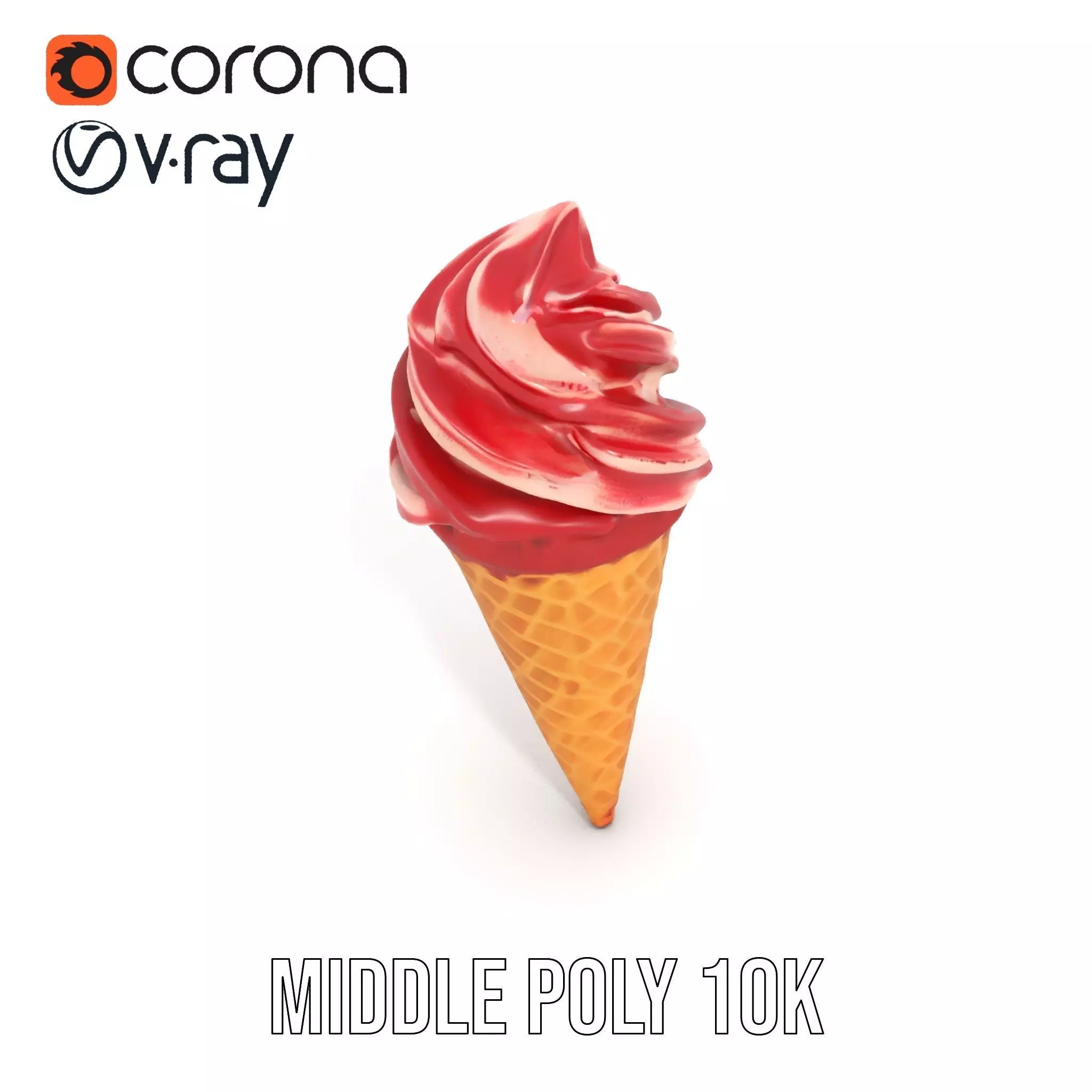 Red Swirl Ice Cream model pack Low-poly 3D model_14