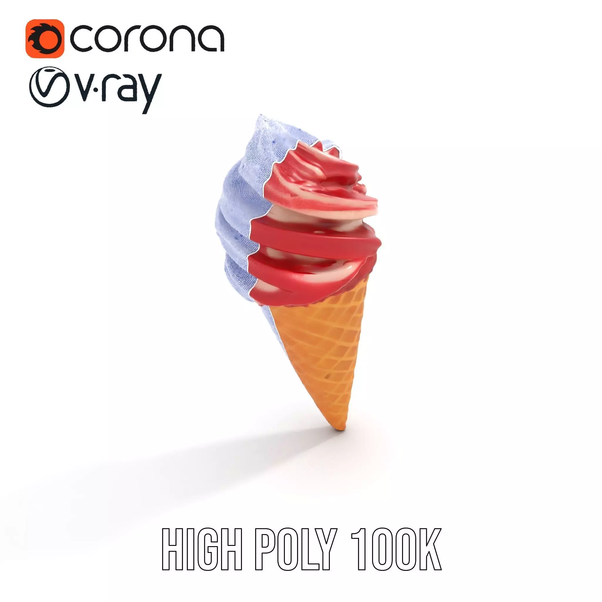 Red Swirl Ice Cream model pack Low-poly 3D model_32