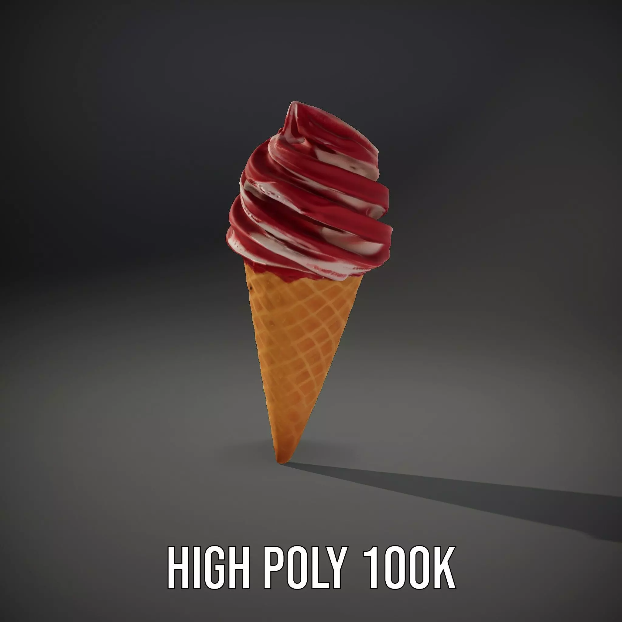 Red Swirl Ice Cream model pack Low-poly 3D model_9