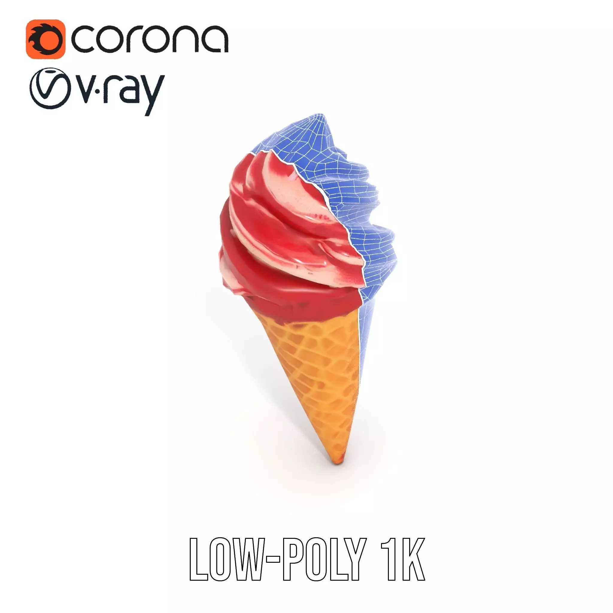 Red Swirl Ice Cream model pack Low-poly 3D model_29