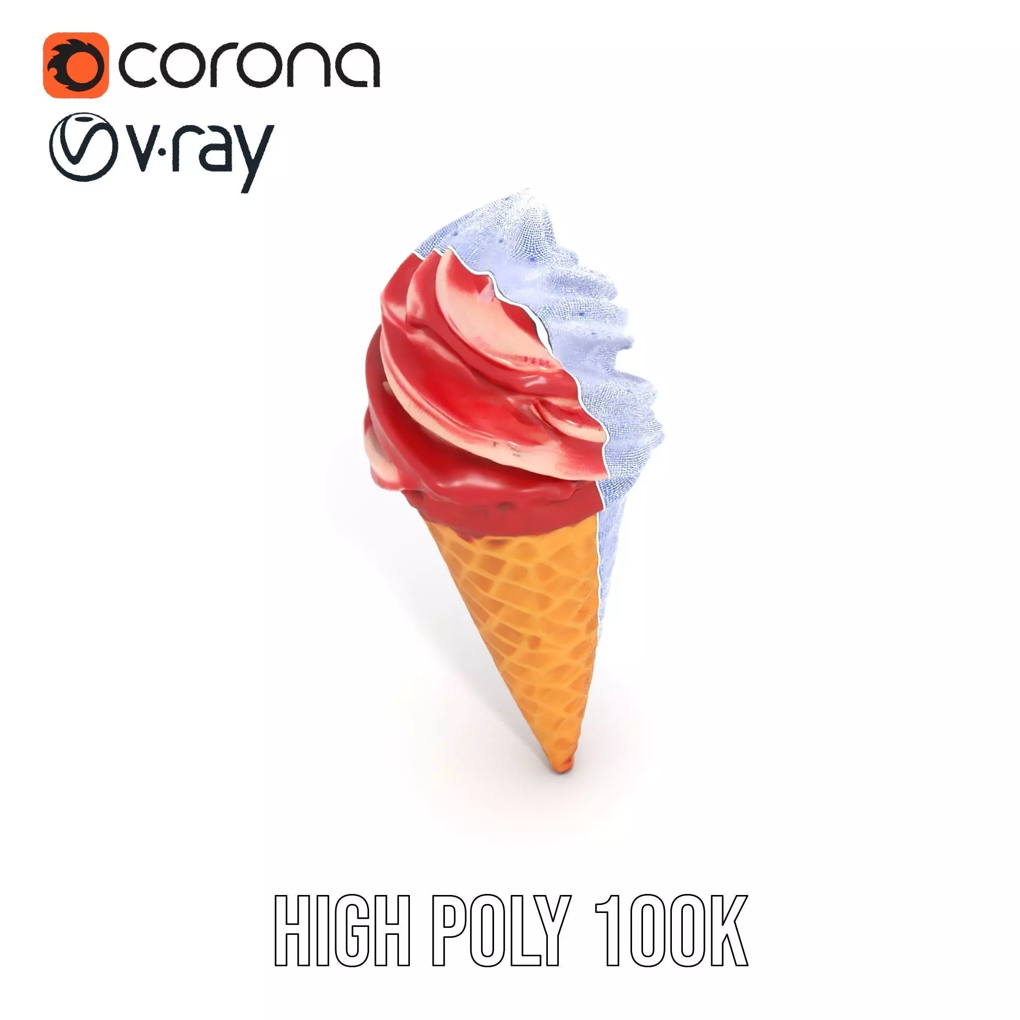 Red Swirl Ice Cream model pack Low-poly 3D model_33