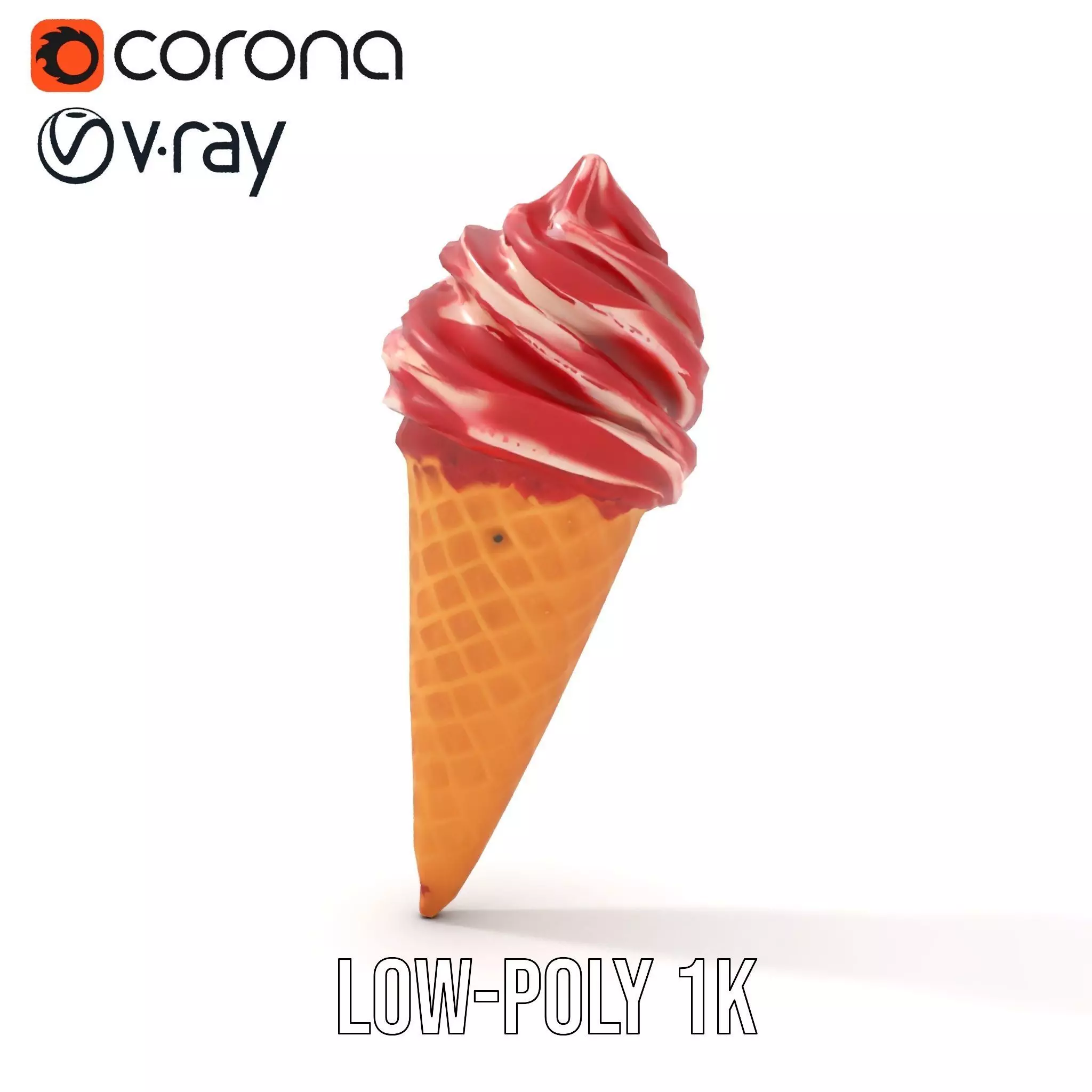 Red Swirl Ice Cream model pack Low-poly 3D model_23