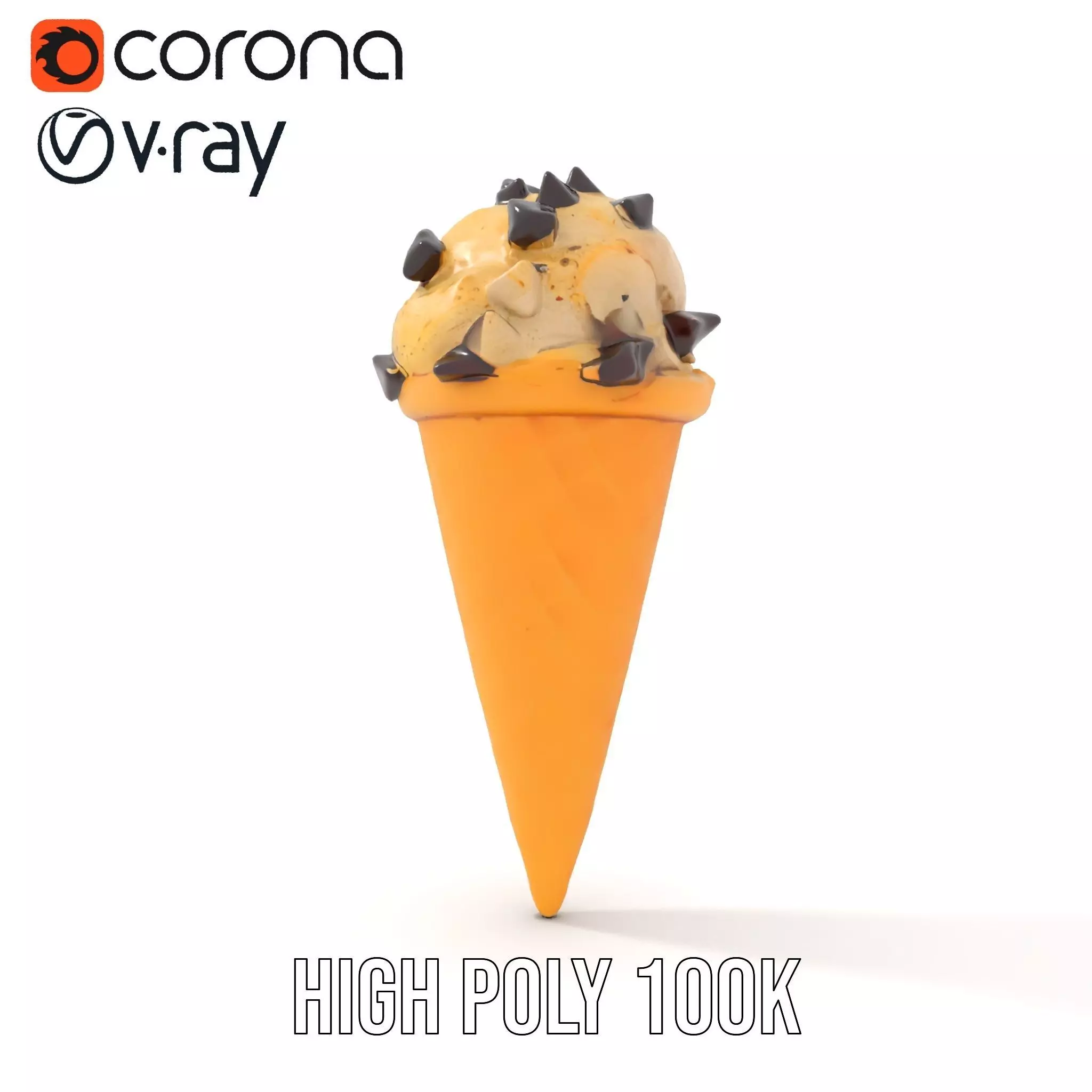 Chocolate Chip Ice Cream Cone model pack Low-poly 3D model_19