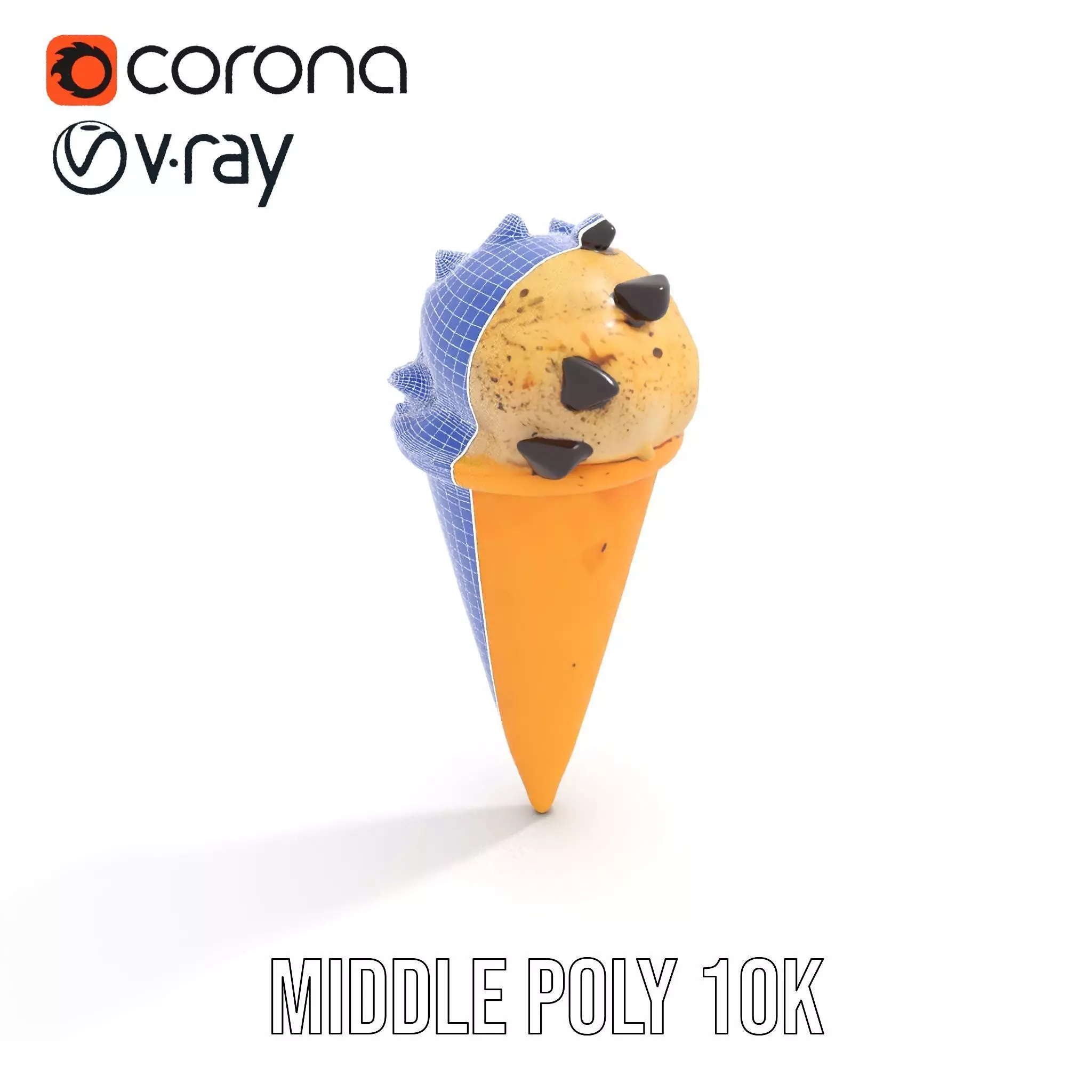 Chocolate Chip Ice Cream Cone model pack Low-poly 3D model_25