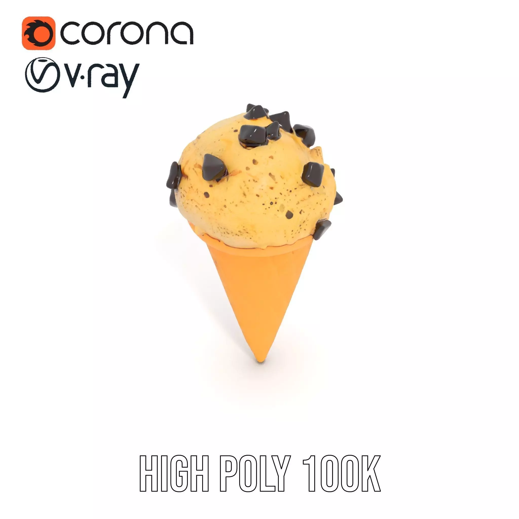 Chocolate Chip Ice Cream Cone model pack Low-poly 3D model_24