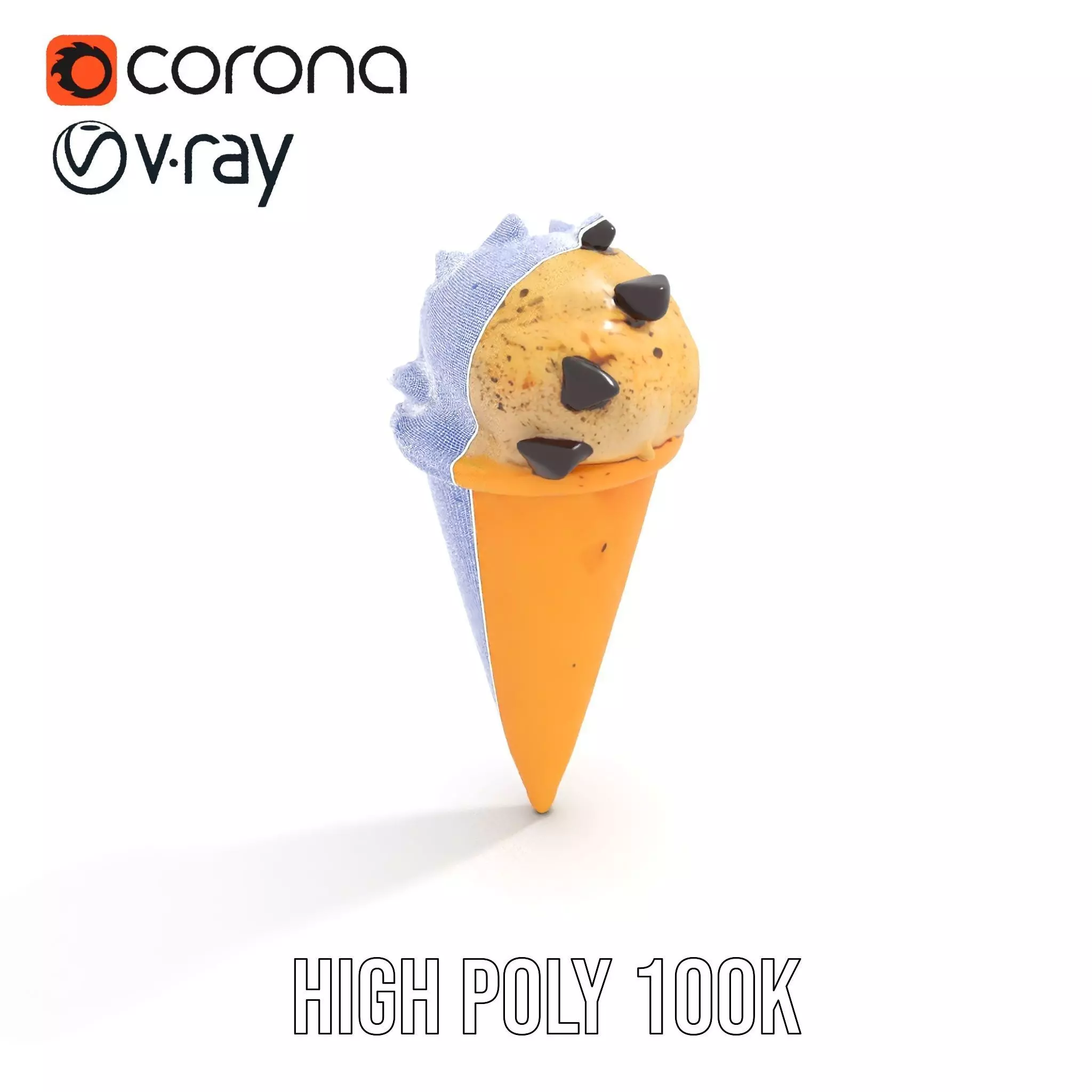 Chocolate Chip Ice Cream Cone model pack Low-poly 3D model_32