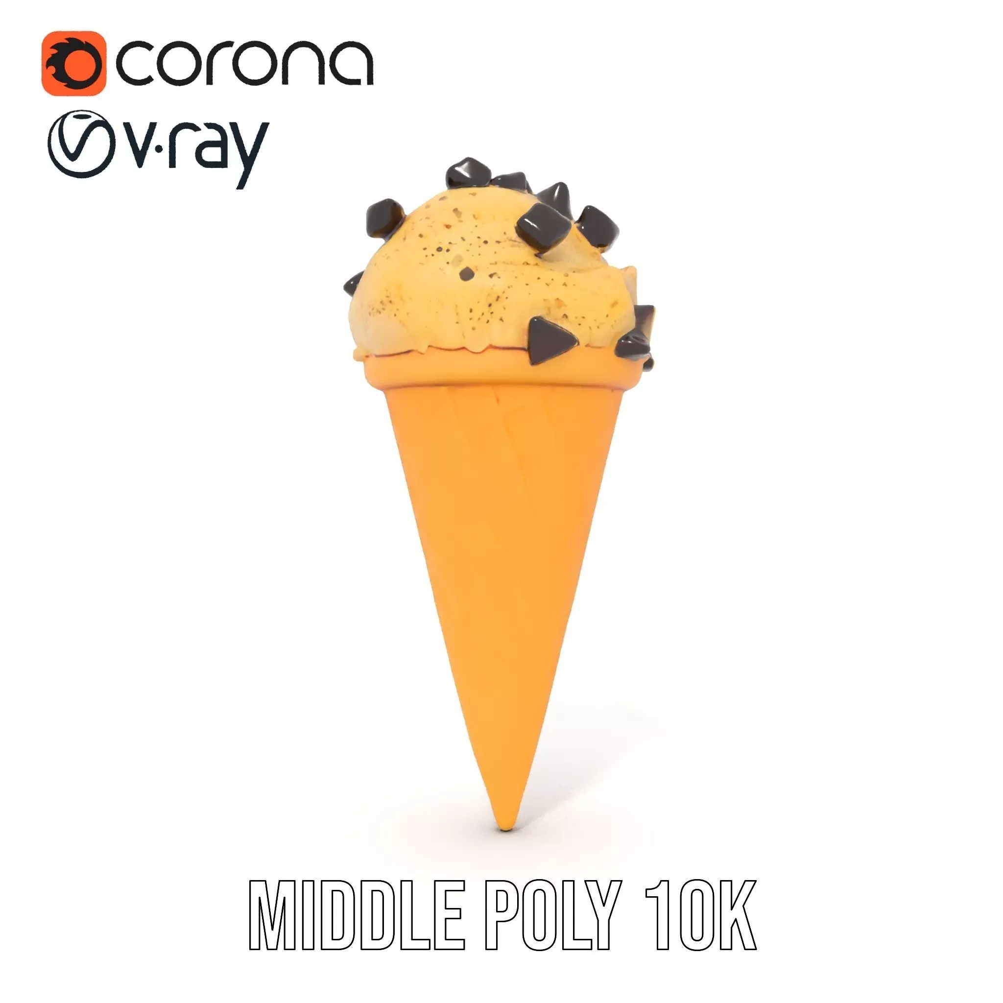 Chocolate Chip Ice Cream Cone model pack Low-poly 3D model_20