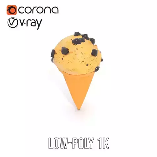 Chocolate Chip Ice Cream Cone model pack Low-poly 3D model 7