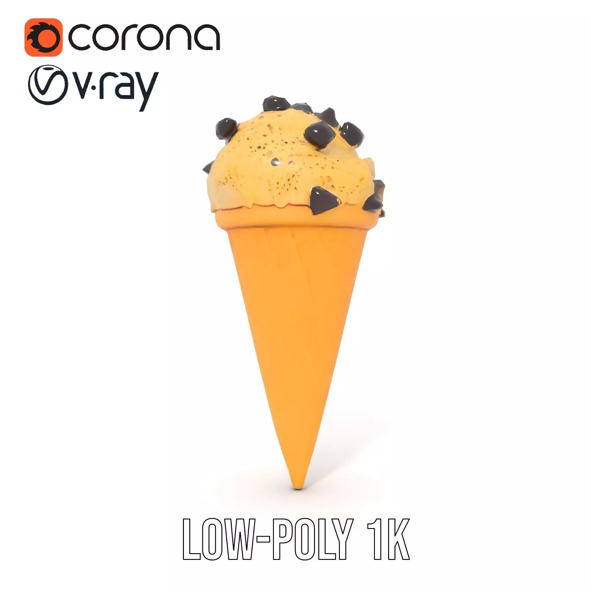 Chocolate Chip Ice Cream Cone model pack Low-poly 3D model_23
