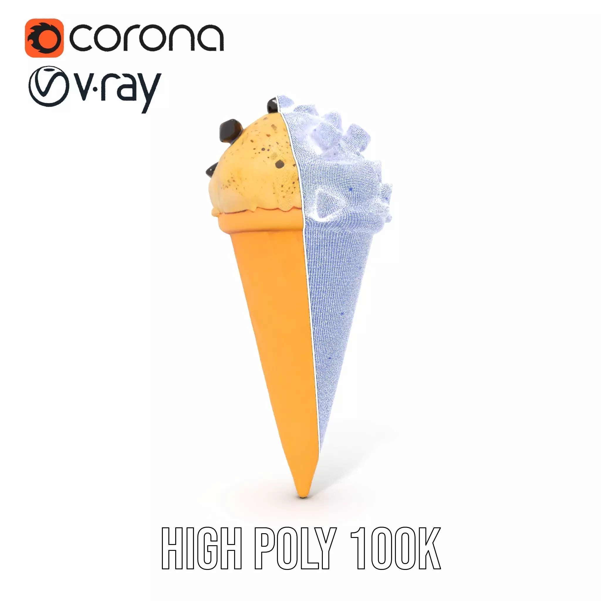 Chocolate Chip Ice Cream Cone model pack Low-poly 3D model_33