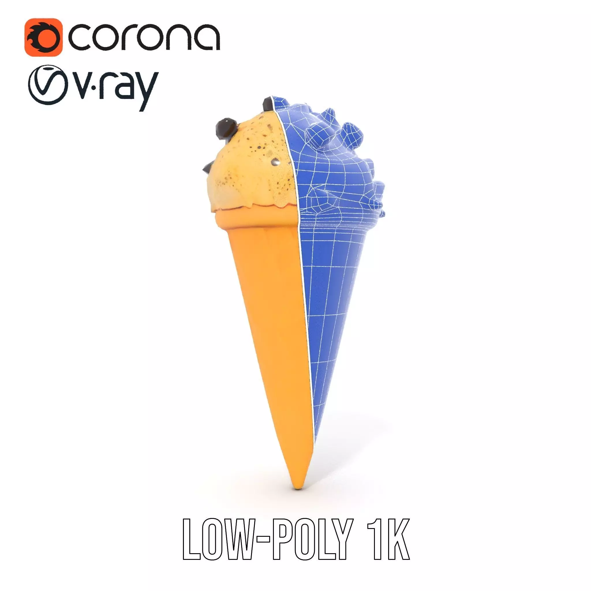 Chocolate Chip Ice Cream Cone model pack Low-poly 3D model_28