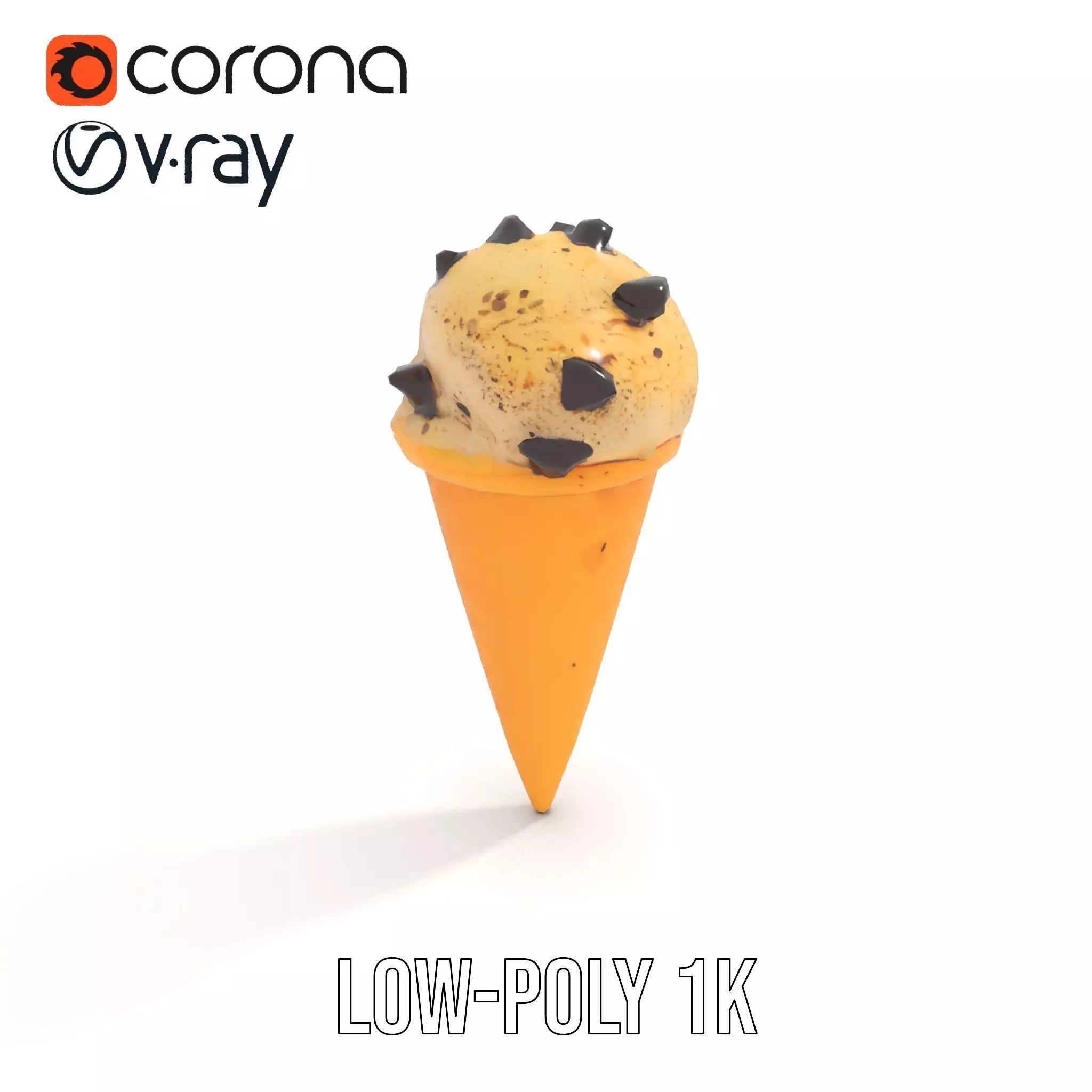Chocolate Chip Ice Cream Cone model pack Low-poly 3D model_10